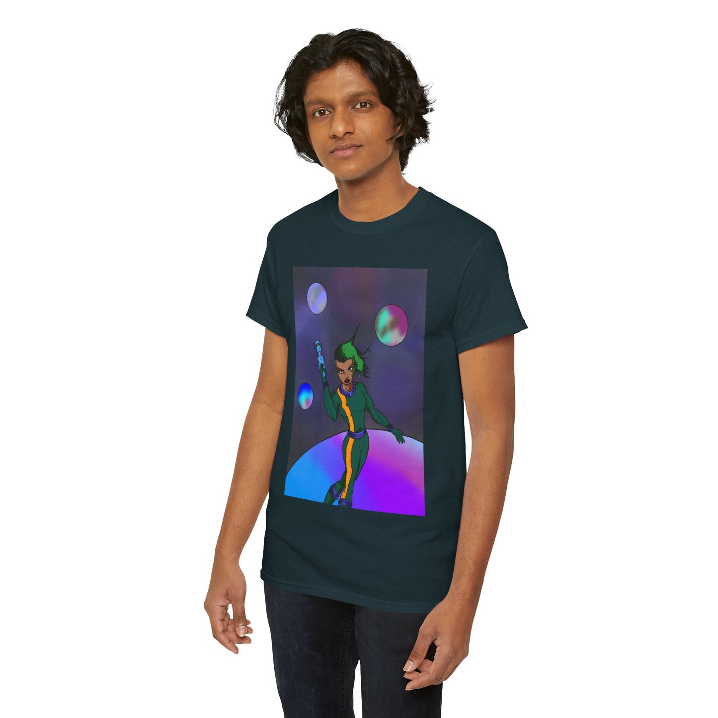 Cosmic Hero Vibe Tee - Unisex Heavy Cotton Tee, Space Art Shirt, Retro Sci-Fi T-Shirt, Gift for Space Lovers, Unique Graphic Tee