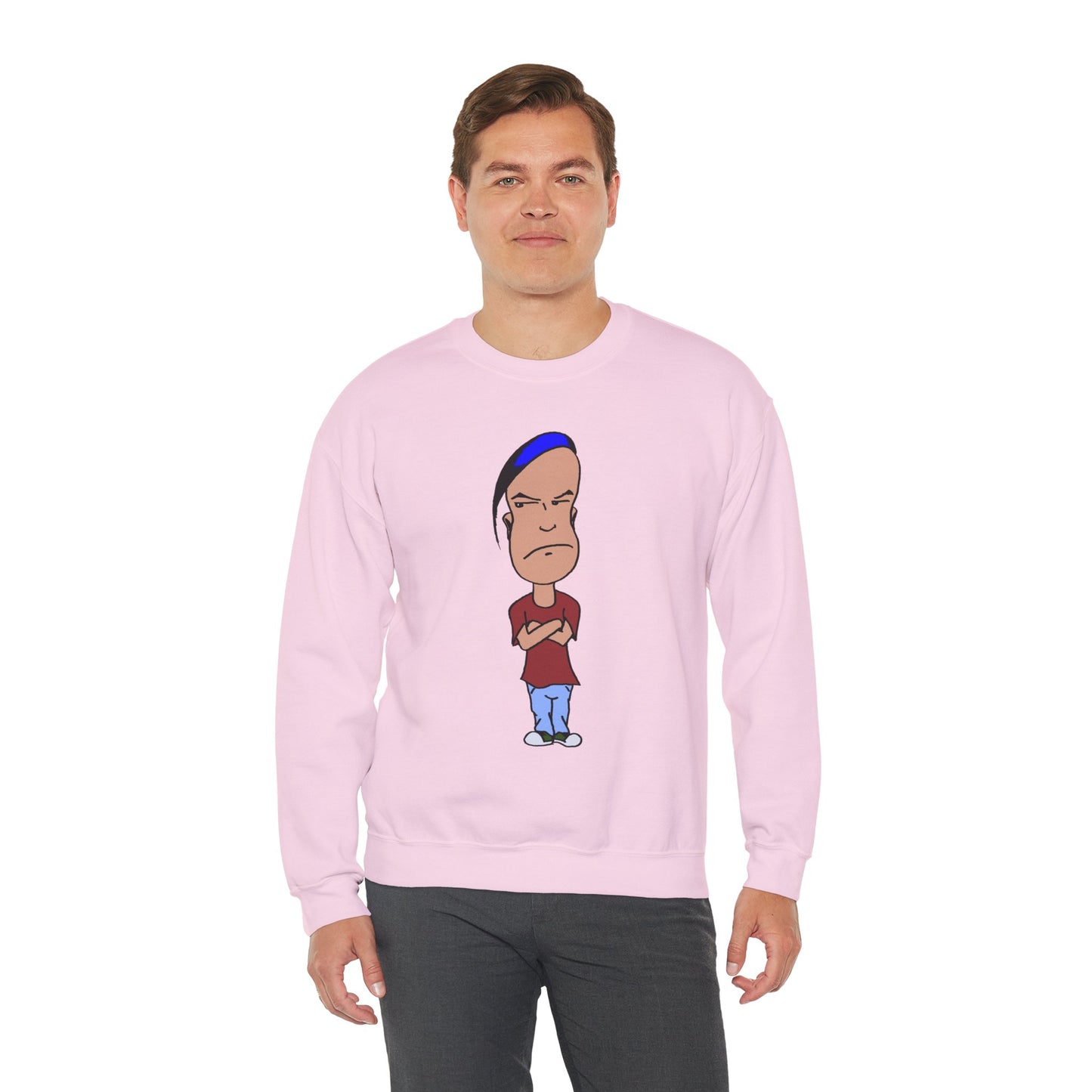 Smug Cartoon Graphic Crewneck Sweatshirt for Casual Style