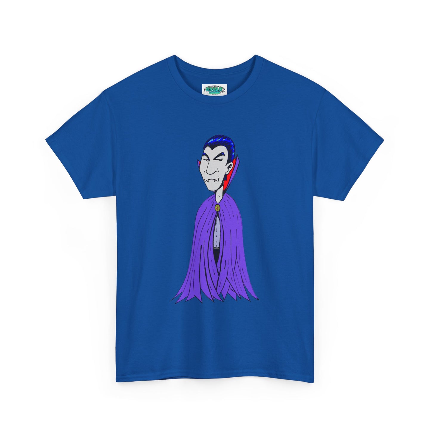 Vampire Cartoon Tee - Cute Purple Cloak Dracula Graphic T-Shirt