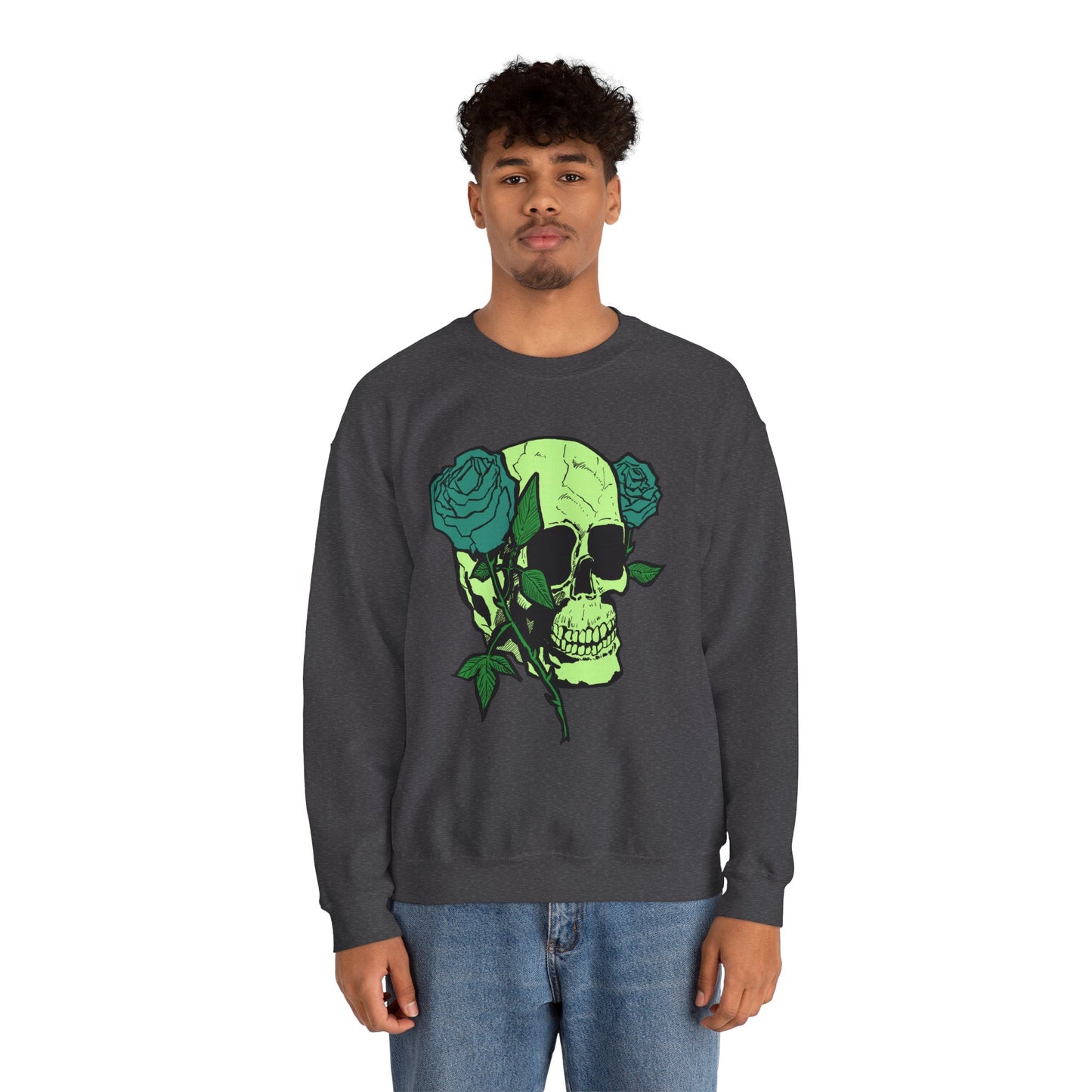 Skull and Roses Crewneck Sweatshirt for Unisex
