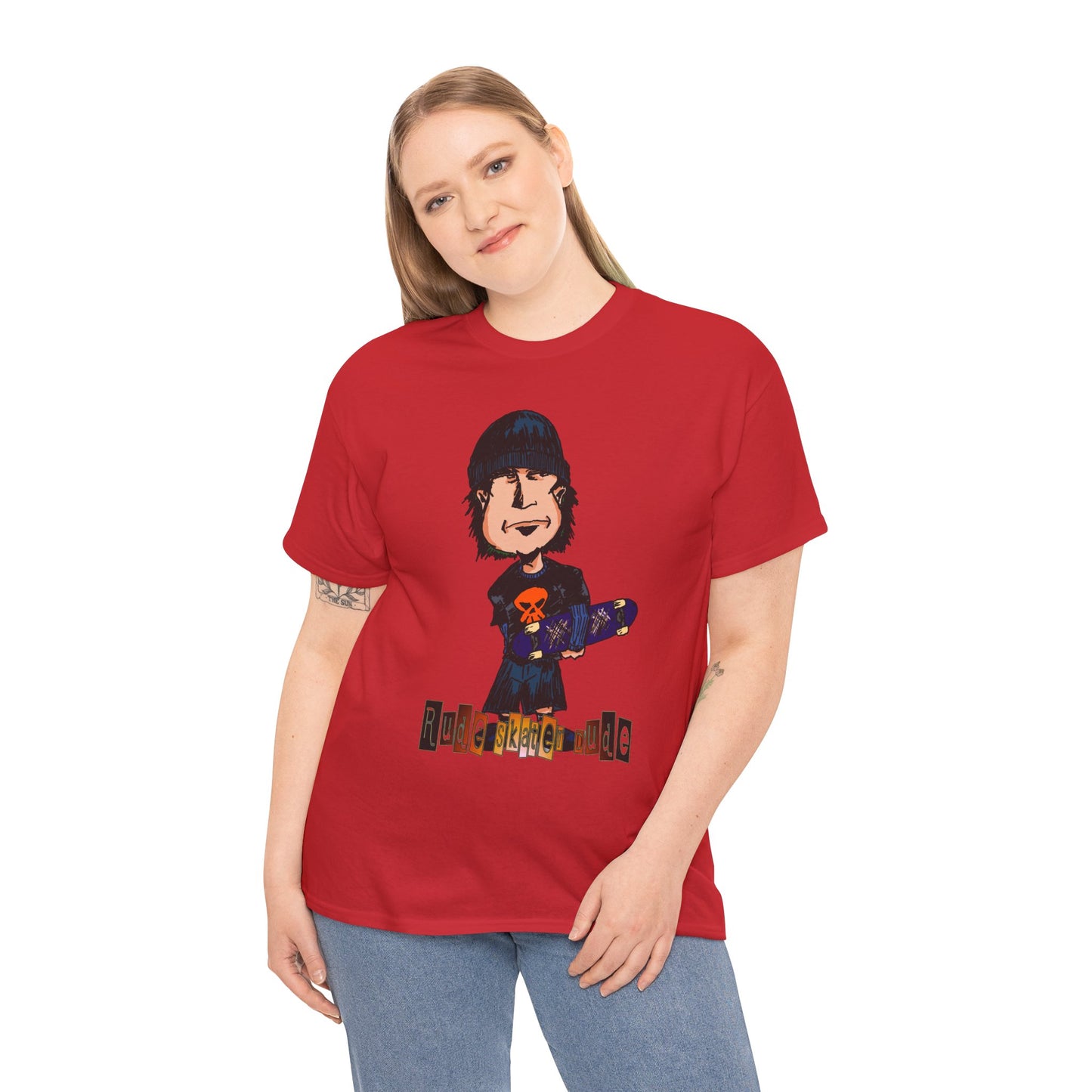 Rude Skater Dude Cartoon Skate Punk T-Shirt — Skateboarding Tee with Skull Design