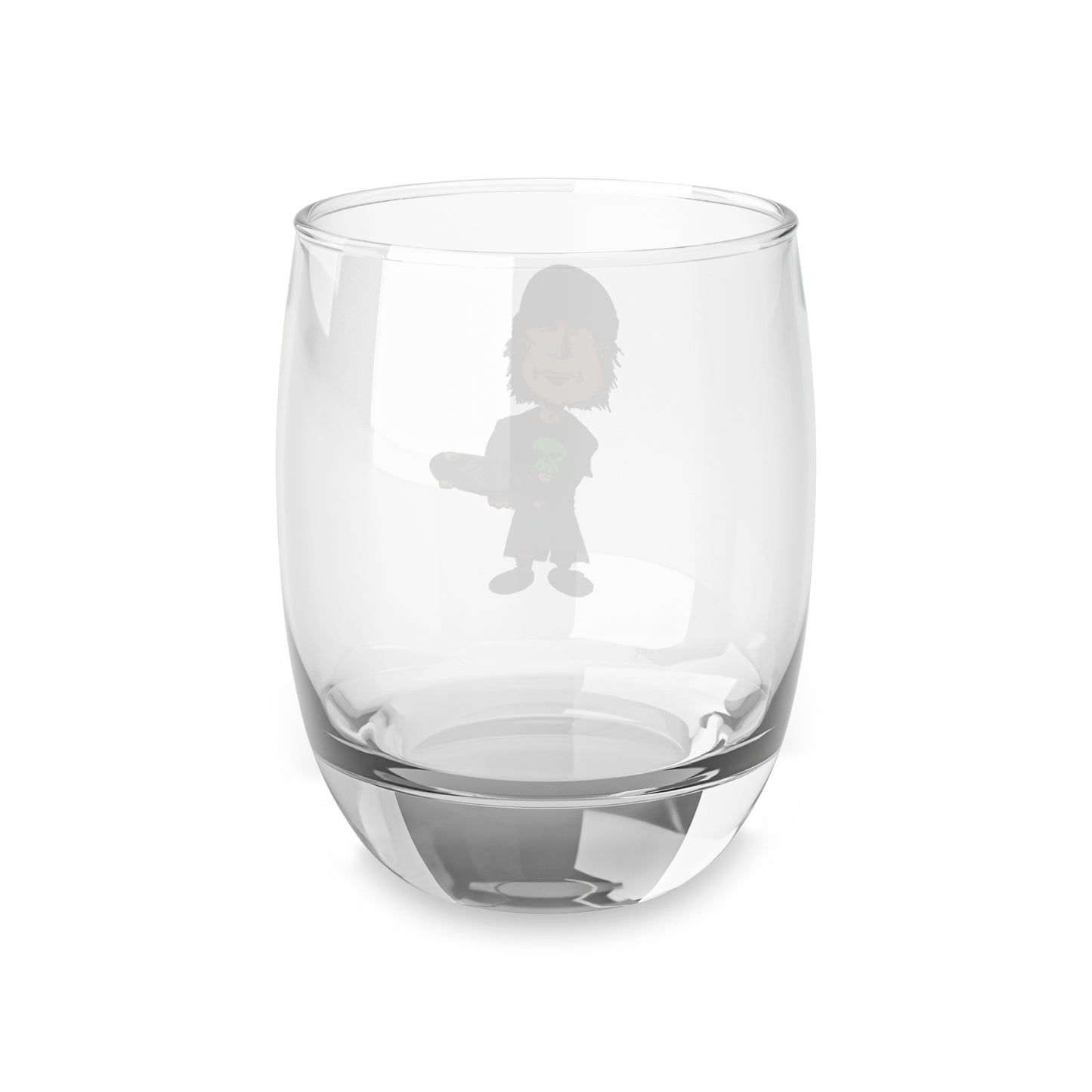 Rude Skater Dude - Skate Punk - Skateboarder Cartoon Whiskey Glass — Novelty Stemless Rocks Glass