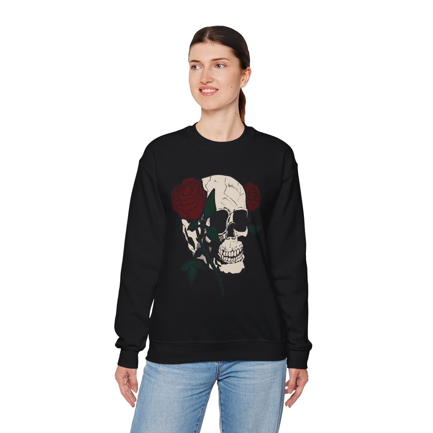 Skull & Rose Crewneck Sweatshirt - Unisex Heavy Blend™