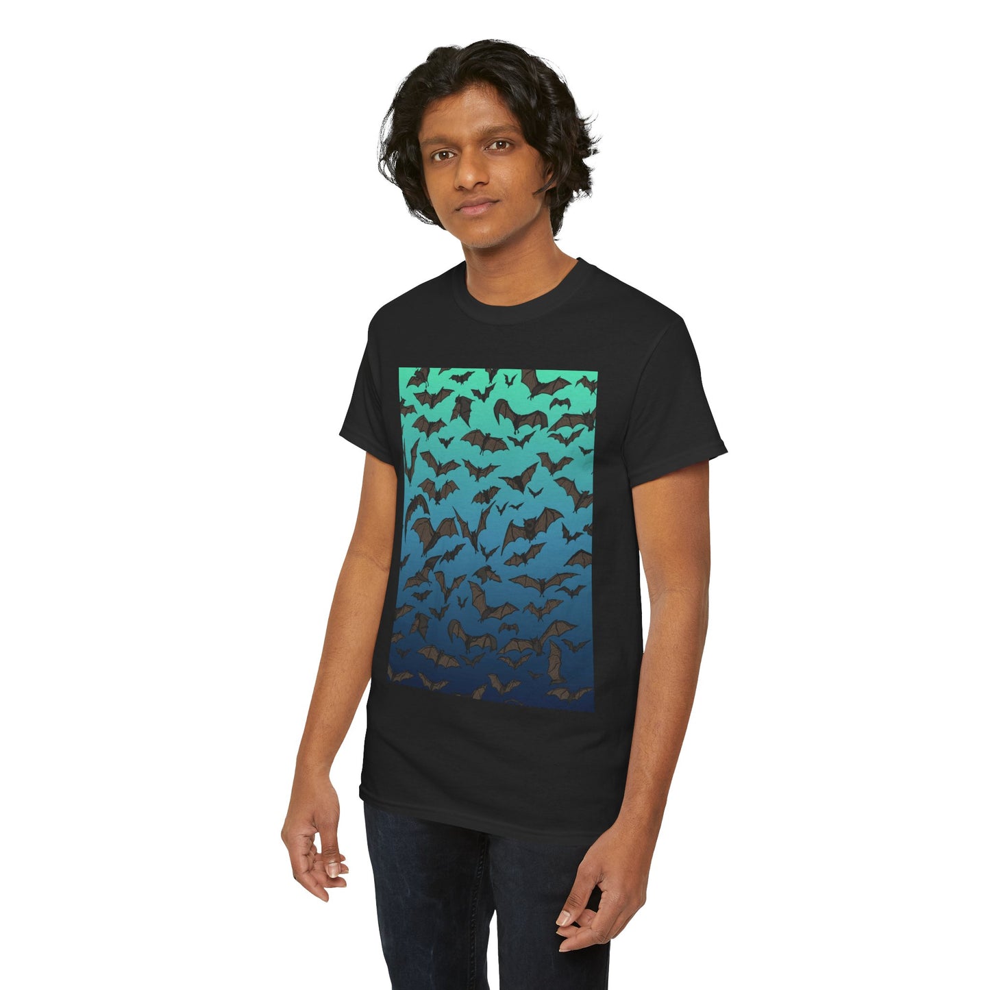 Bat Swarm Graphic Tee — Gradient Night Flight T-Shirt
