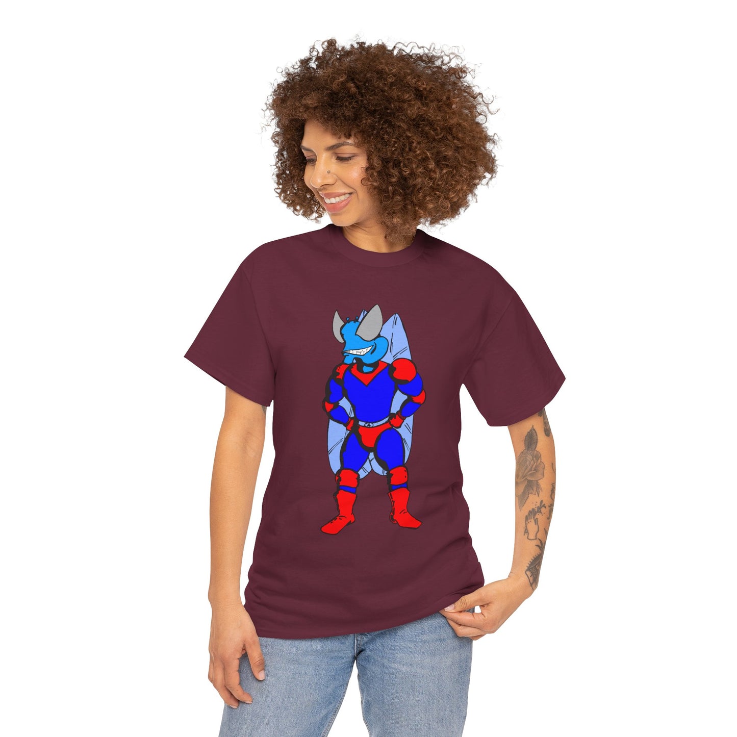 Astro-Fly Hero Graphic Tee - Blue & Red Superhero T-Shirt