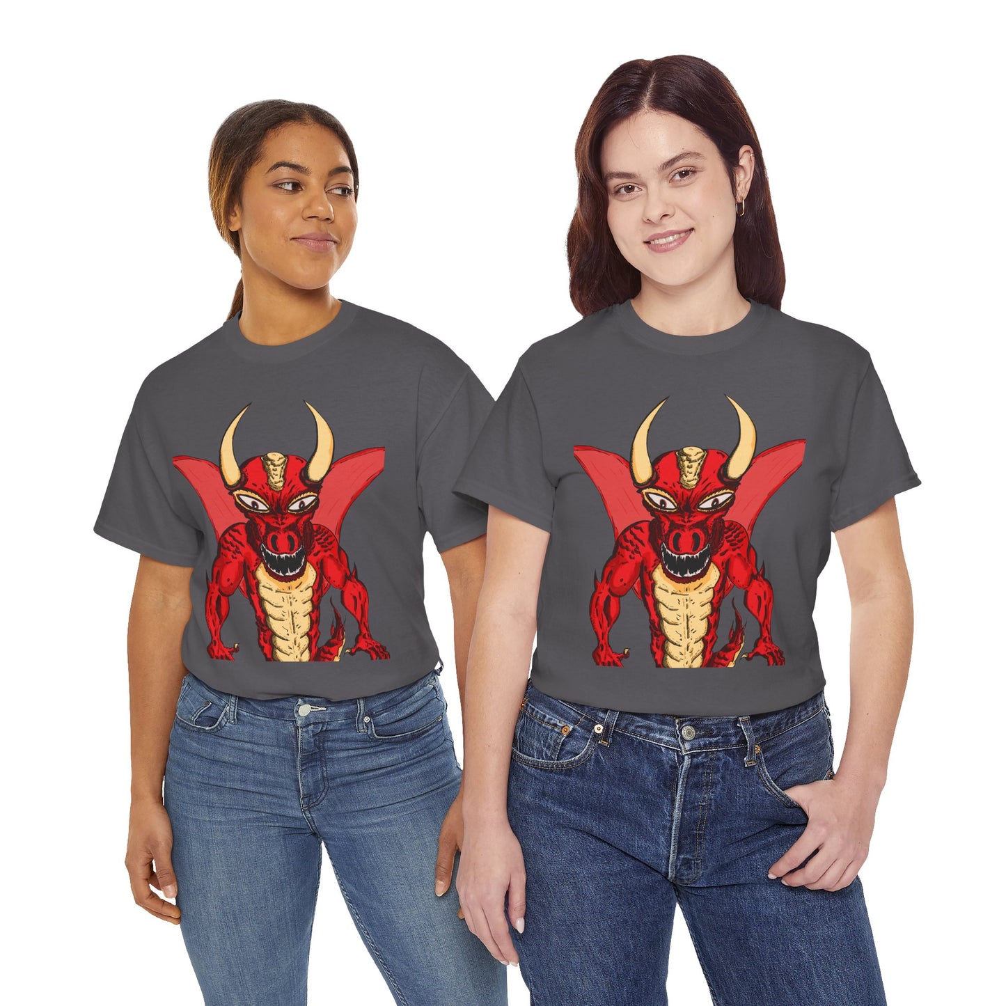 Bold Red Dragon Unisex Heavy Cotton Tee | Graphic Shirt for Anime Fans, Party Wear, Casual Outfit, Gift for Him/Her