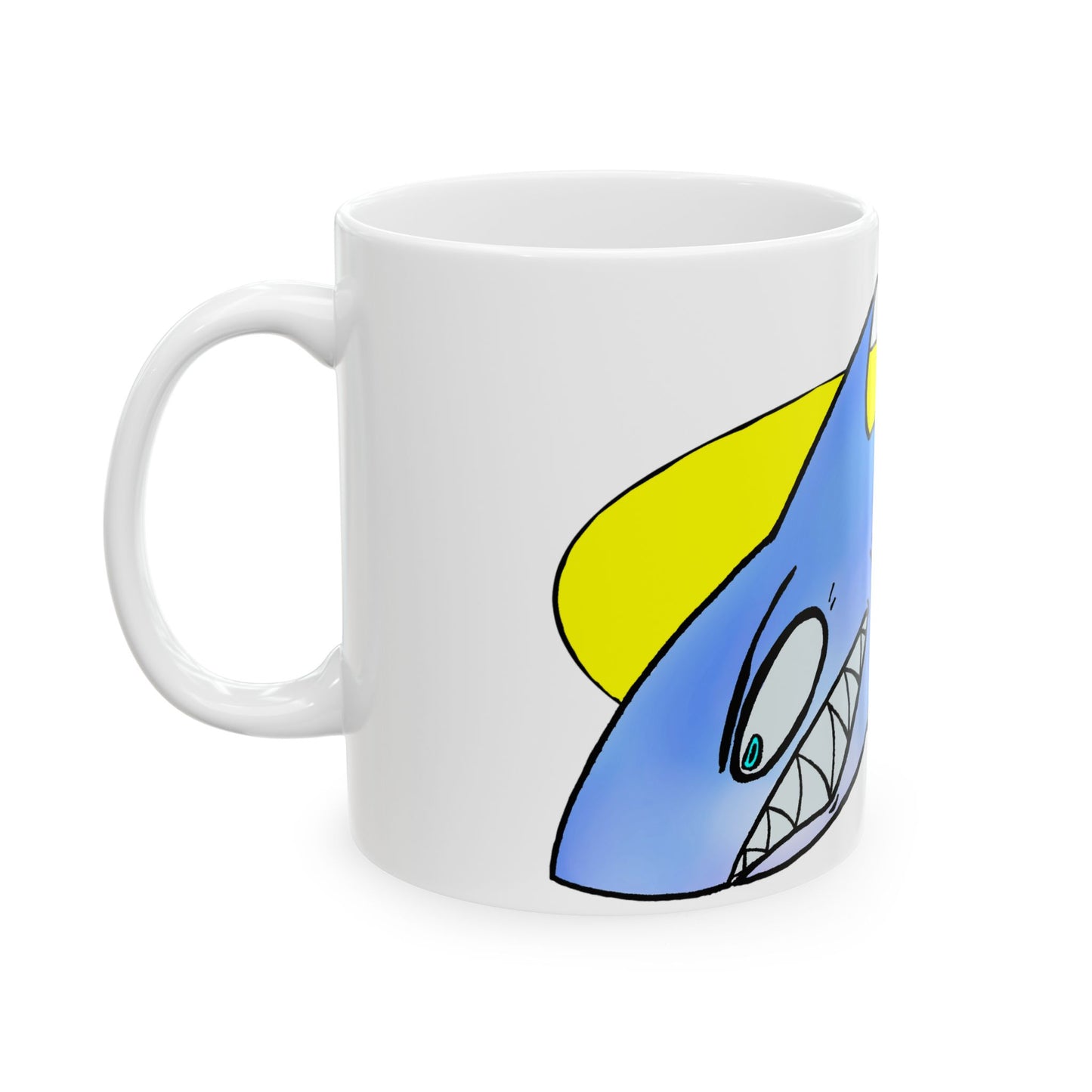 Sharky Ceramic Mug - Fun Gift for Ocean Lovers, Coffee Cup, Shark Enthusiast Mug, Unique Kitchenware, Birthday Present