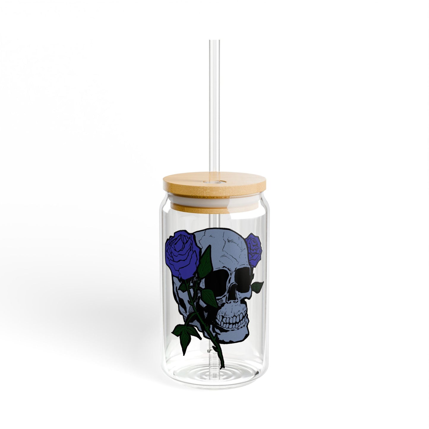 16oz Skull & Rose Sipper Glass - Eco-Friendly Drinkware for Halloween & Everyday Use