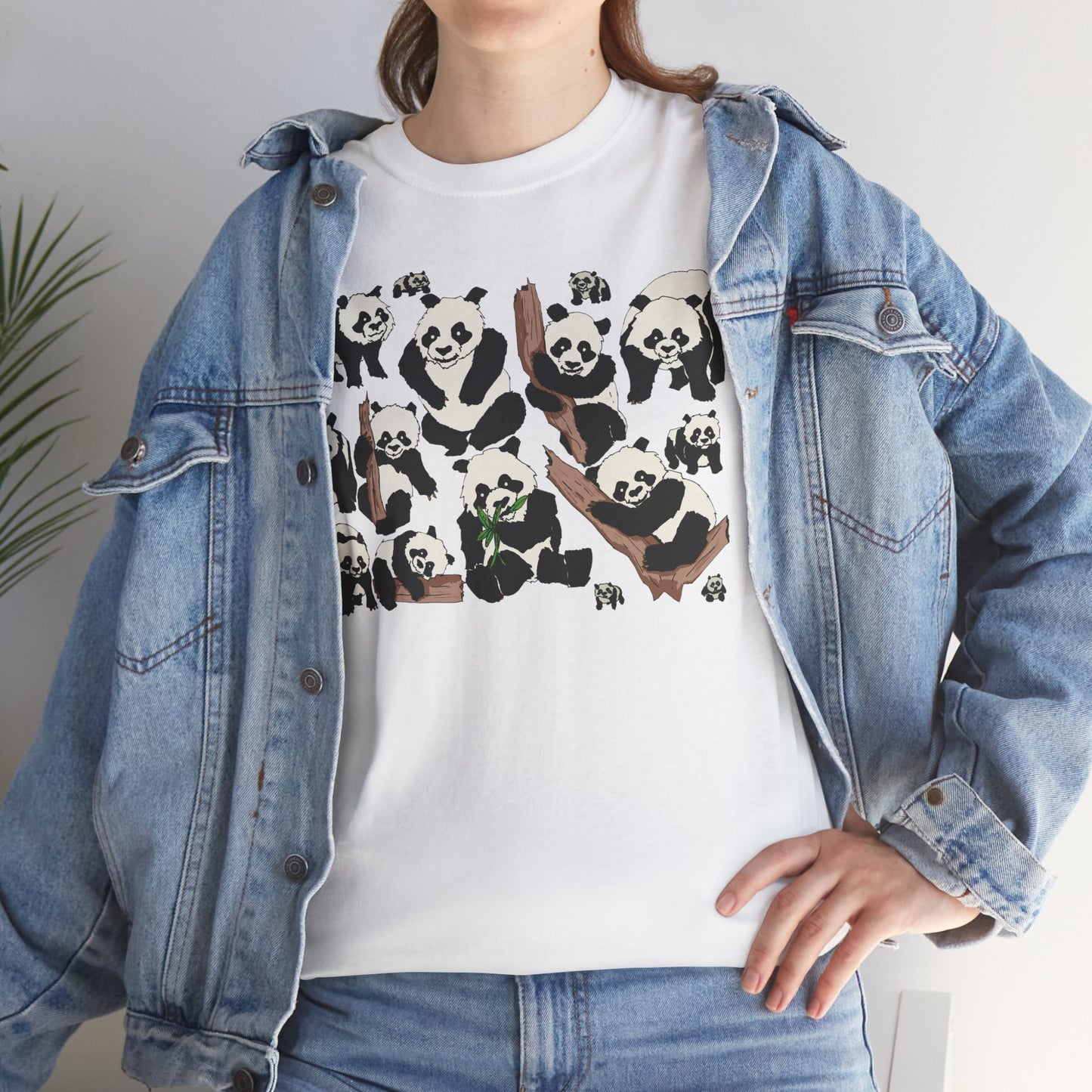Cute Panda Design Unisex Heavy Cotton Tee | Animal Lover Gift, Casual Wear, Eco-Friendly Apparel, Nature Enthusiast Clothing