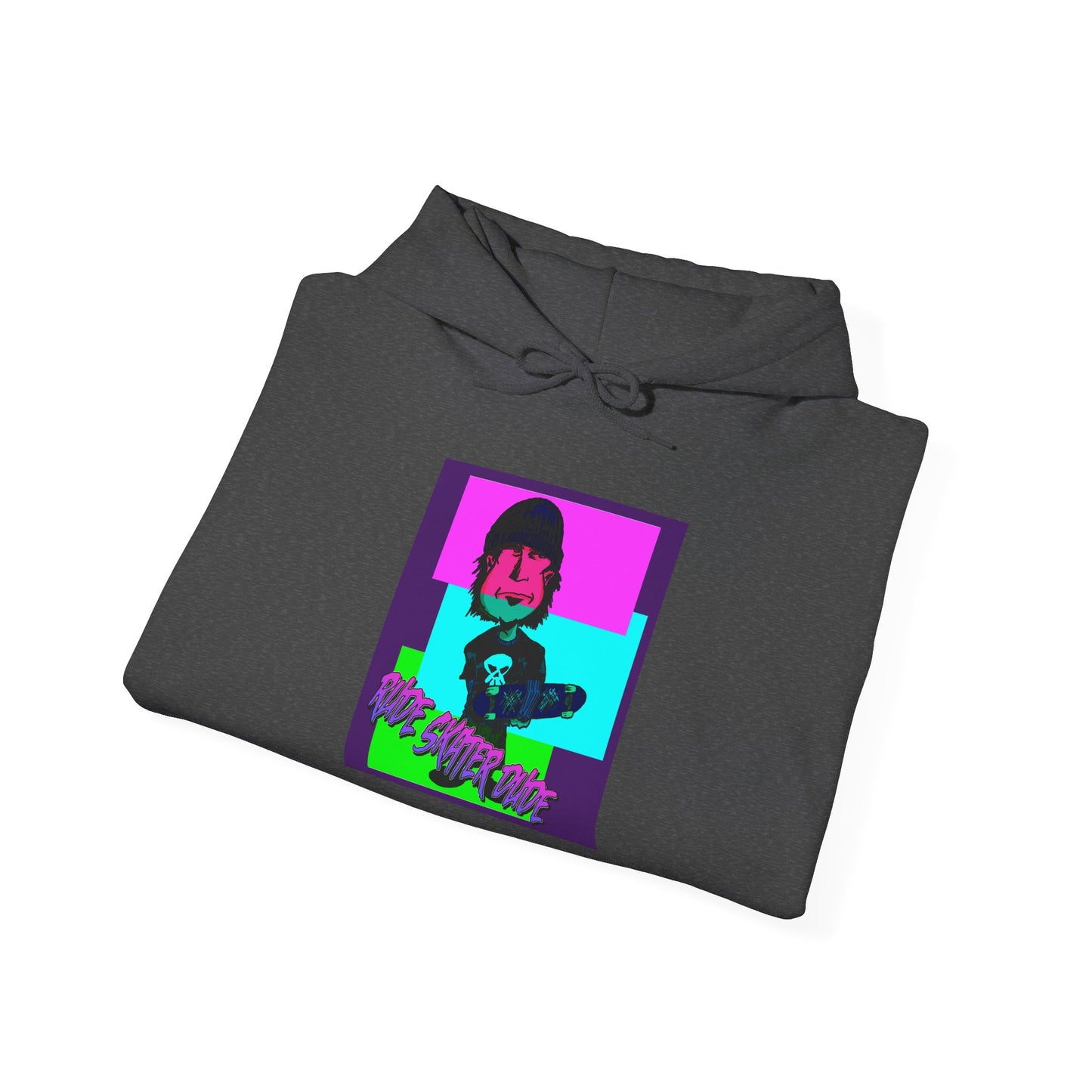 Retro Neon Rude Skater Dude Hoodie — Streetwear
