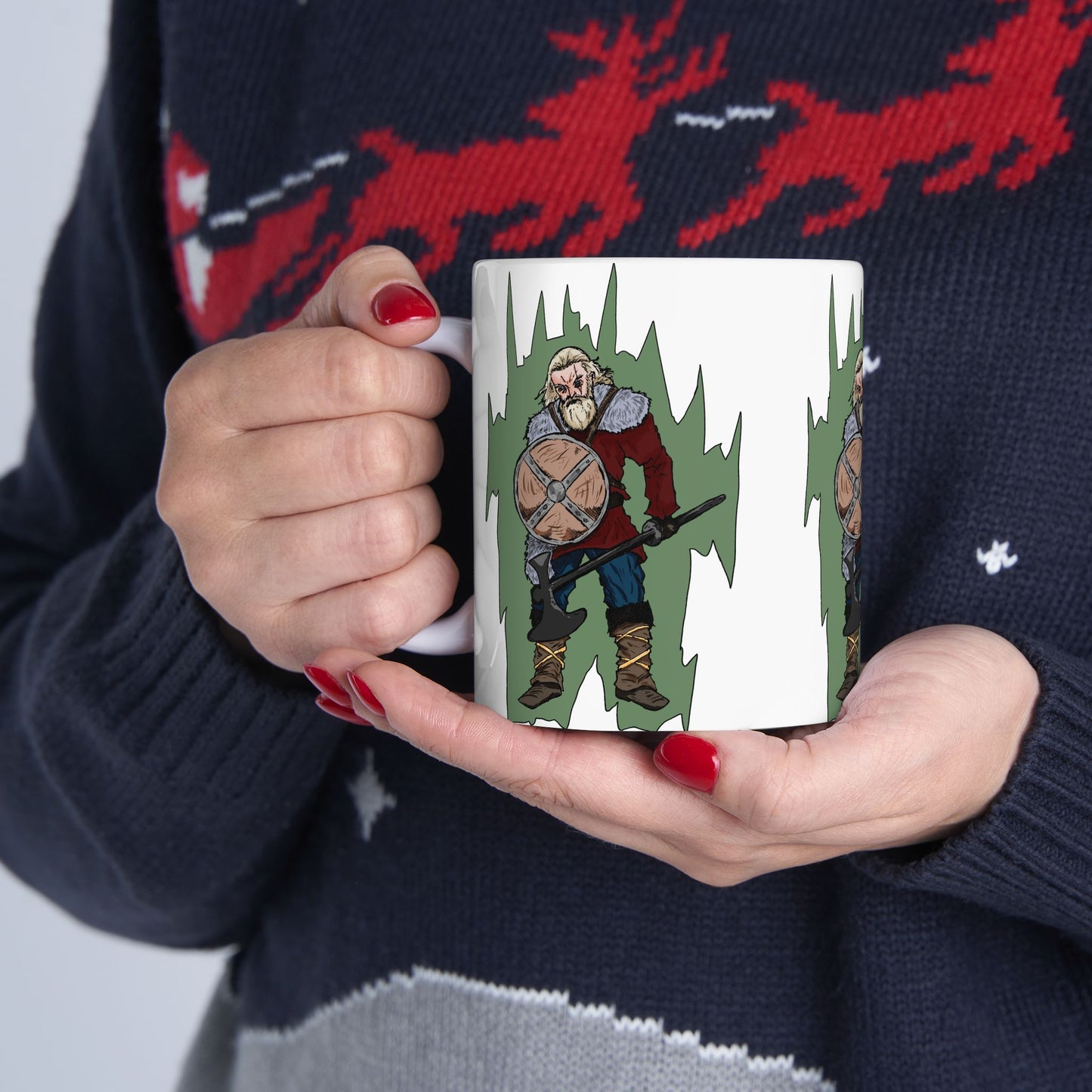 Epic Viking Warrior Ceramic Mug, Norse Mythology Gift, Coffee Cup for Gamers, Fantasy Lover's Mug, Unique Home Decor