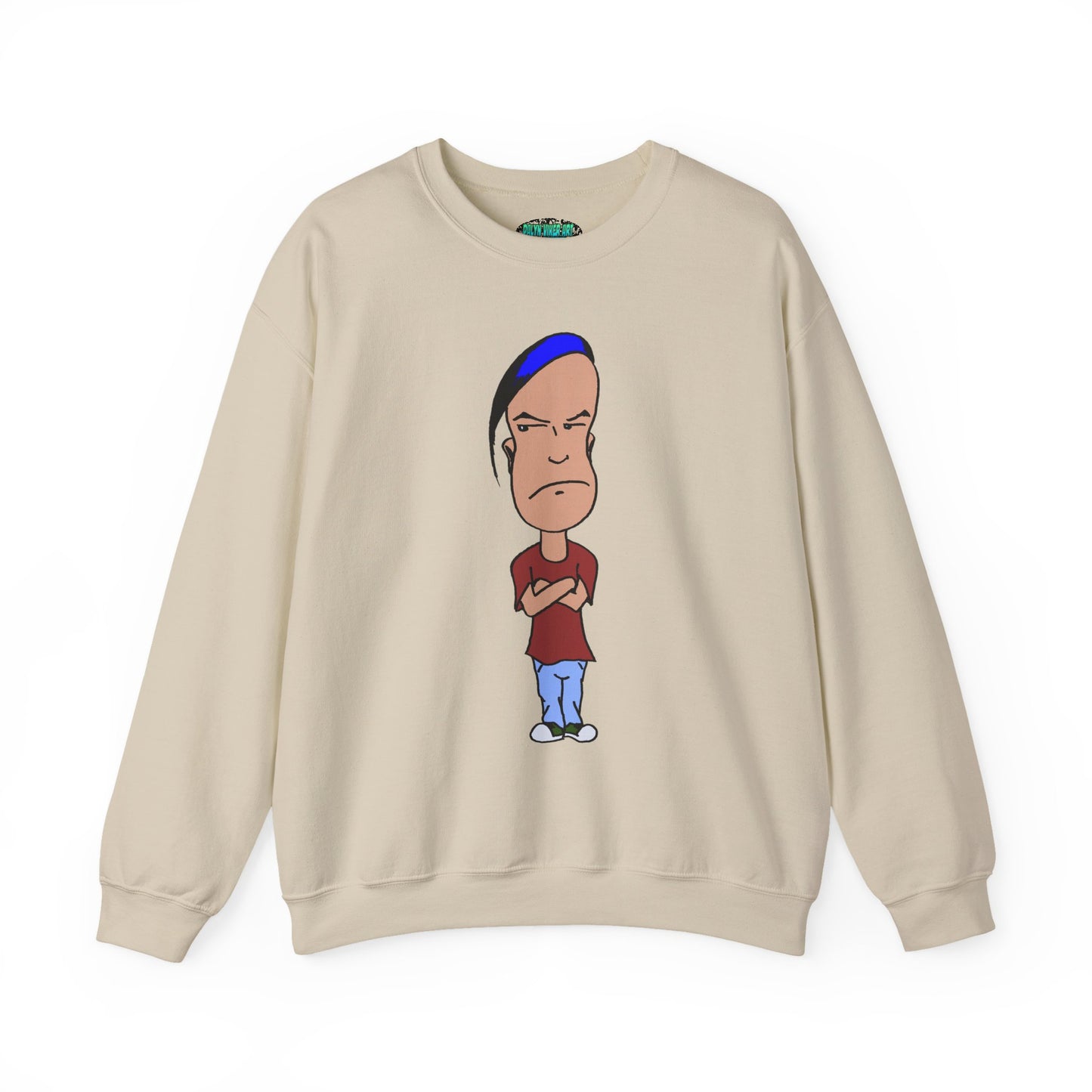 Smug Cartoon Graphic Crewneck Sweatshirt for Casual Style