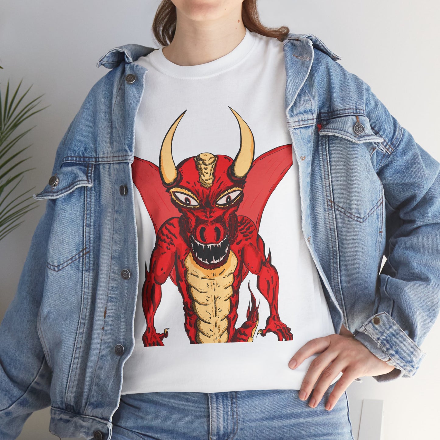 Bold Red Dragon Unisex Heavy Cotton Tee | Graphic Shirt for Anime Fans, Party Wear, Casual Outfit, Gift for Him/Her