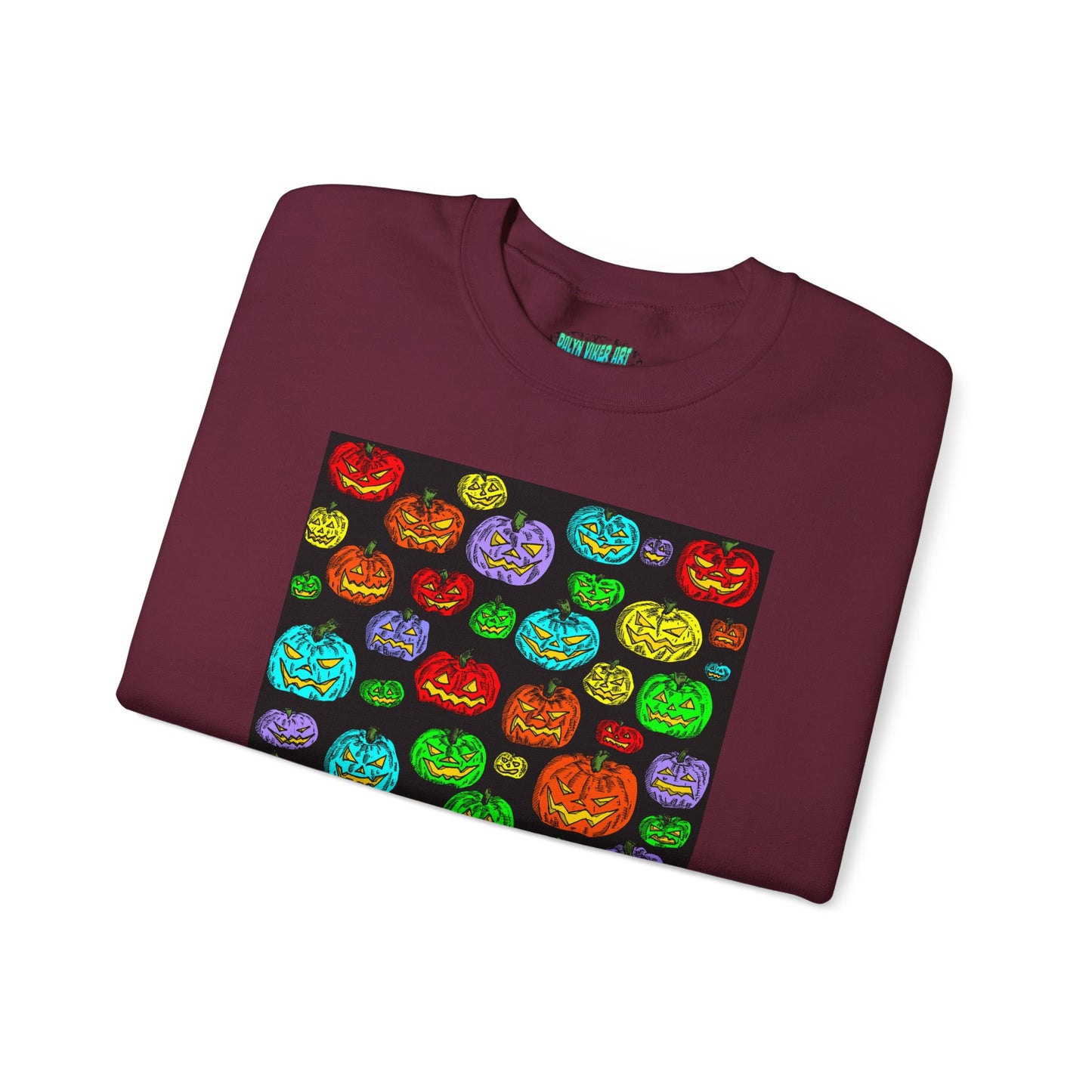 Halloween Colorful Pumpkin Graphic Crewneck Sweatshirt
