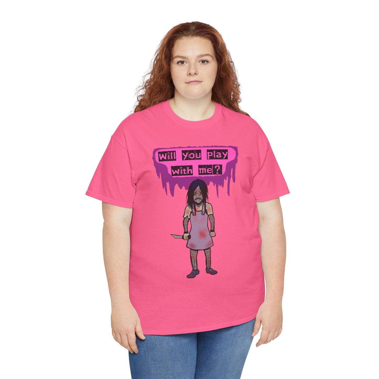 Chilling Evil Doll Horror Tee, Horror T-Shirt, Grey Tee, Unique Graphic Tee, Unisex Tee, Playful Scary Top, Halloween Shirt