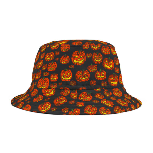 Halloween Pumpkin Bucket Hat, Festive Accessory for Fall, Trick or Treat Gear, Unisex Hat, Autumn Outdoor Fun, Spooky Style