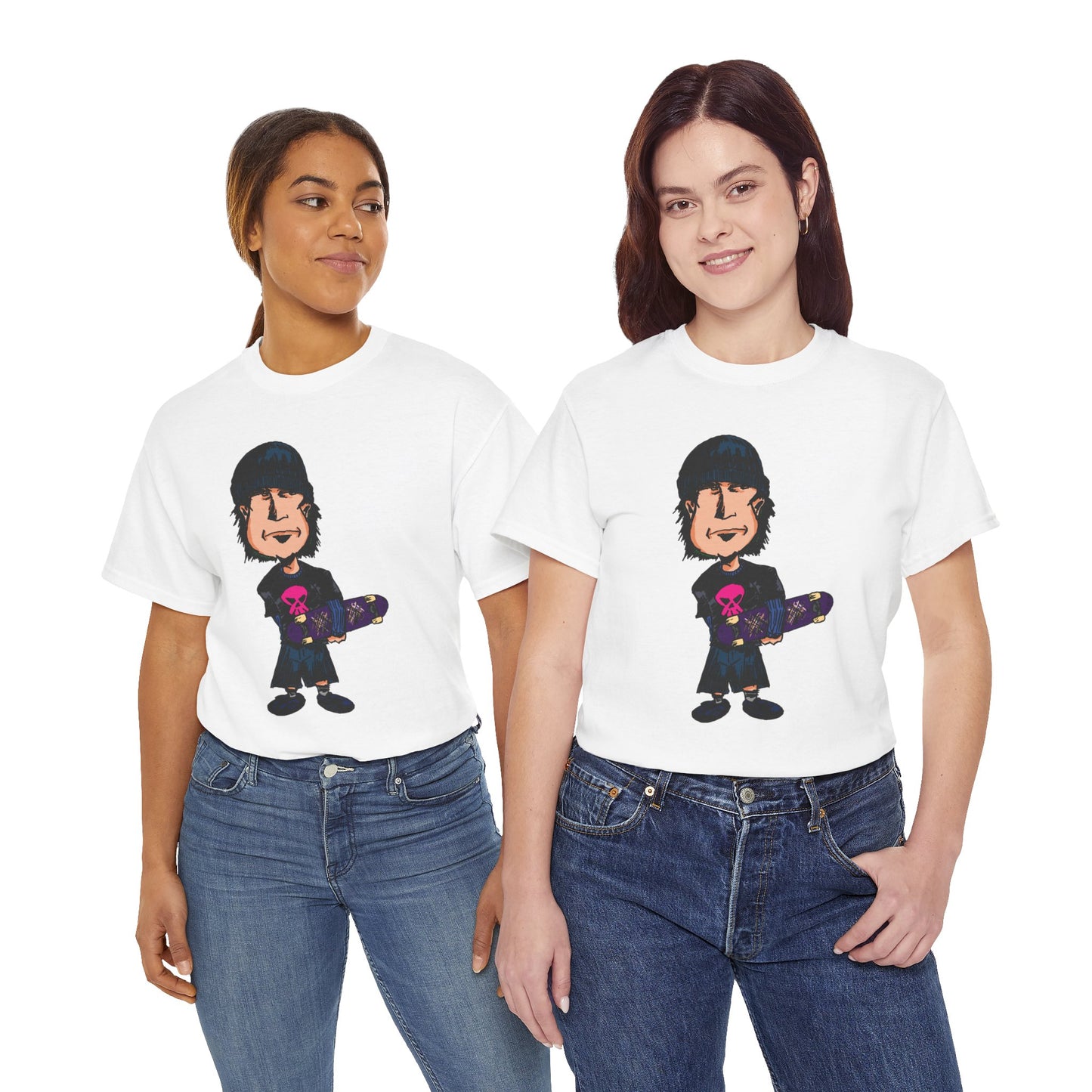 Rude Skater Dude - Skate Punk - Skater Kid Cartoon T‑Shirt — Cute Skateboarder Graphic Tee