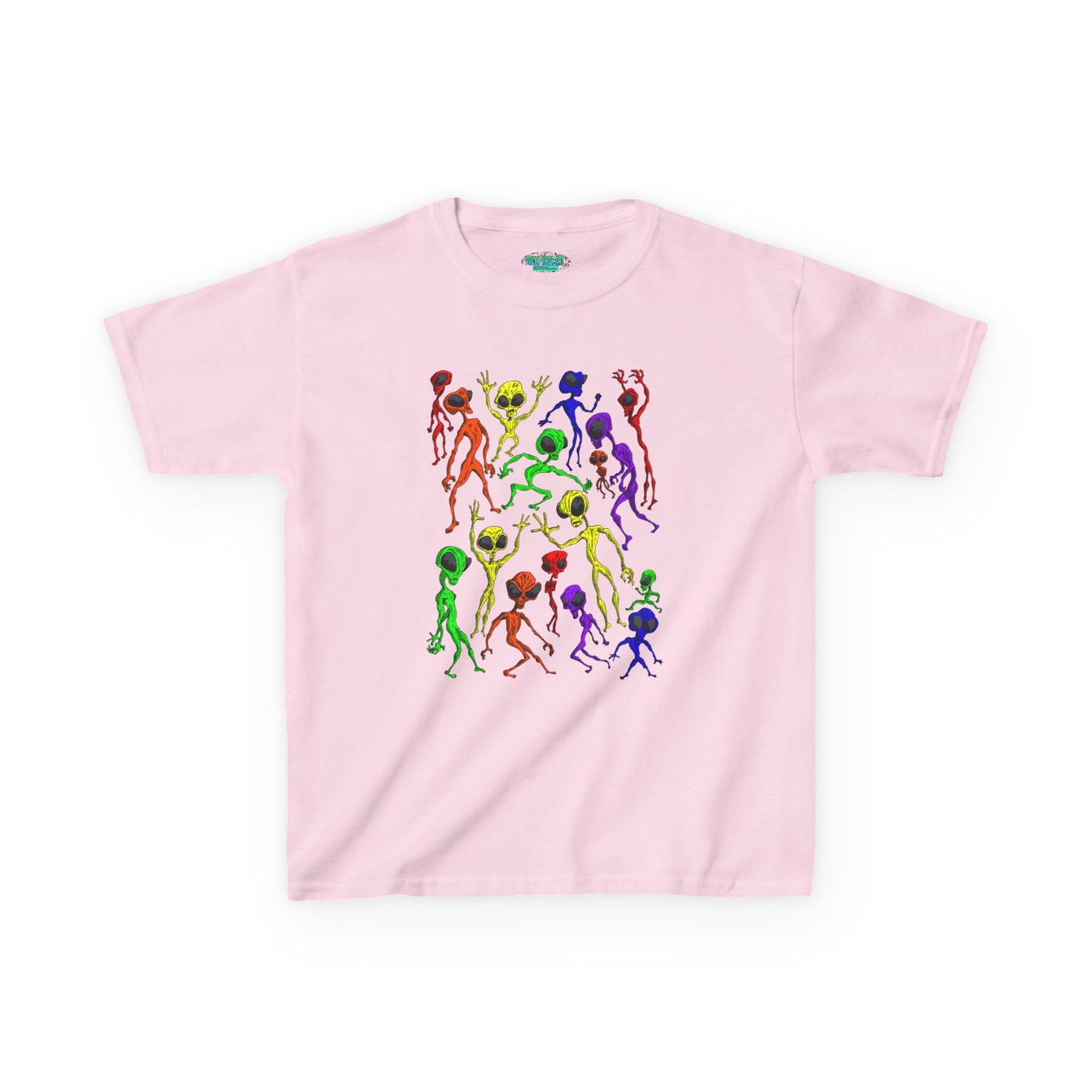 Colorful Alien Dance Party Kids Tee, Fun Graphic T-Shirt, Youth Summer Apparel, Gift for Young Dancers, Birthday Party Outfit, Festival Wear