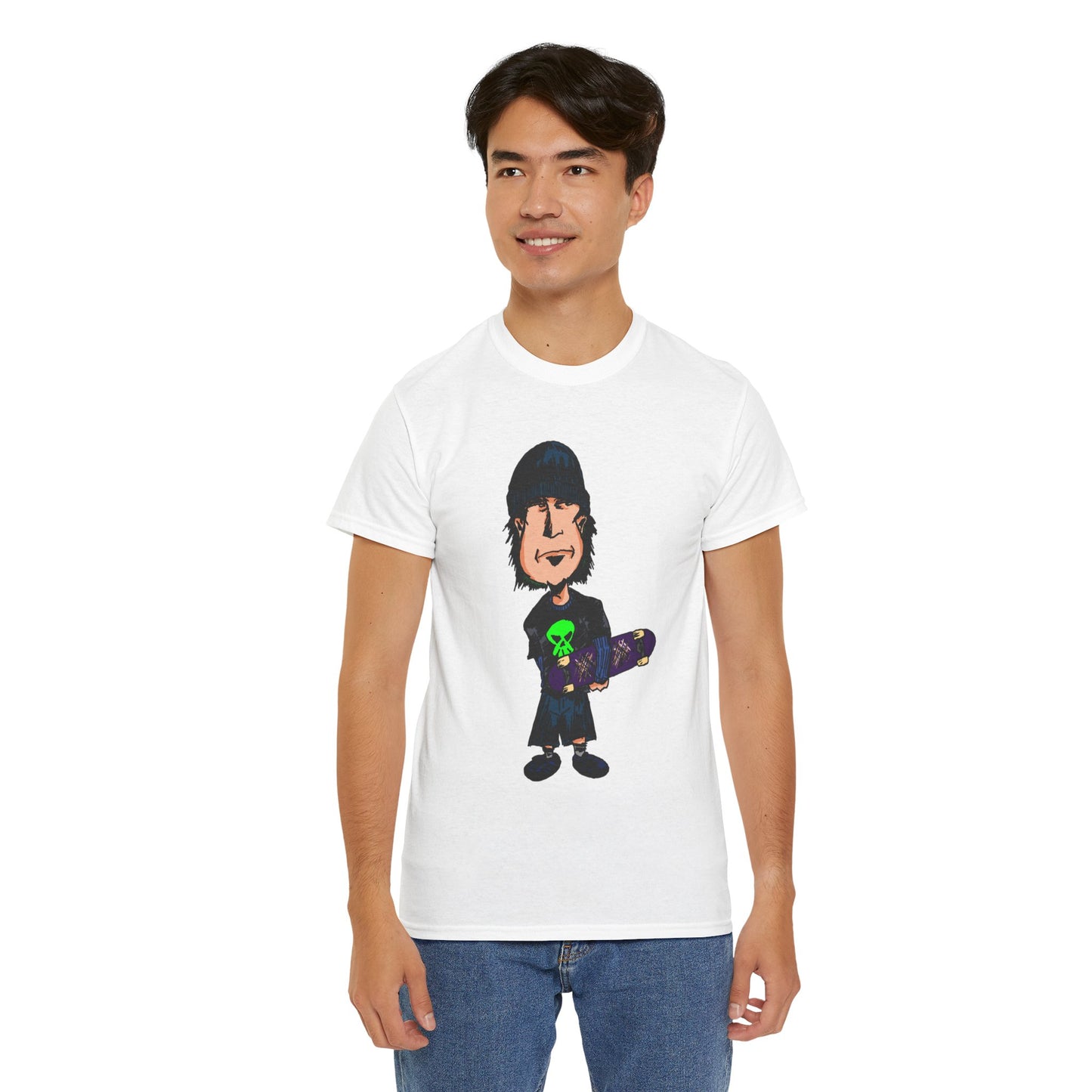 Rude Skater Dude - Skate Punk Cartoon Tee – Boy with Skateboard Graphic Shirt