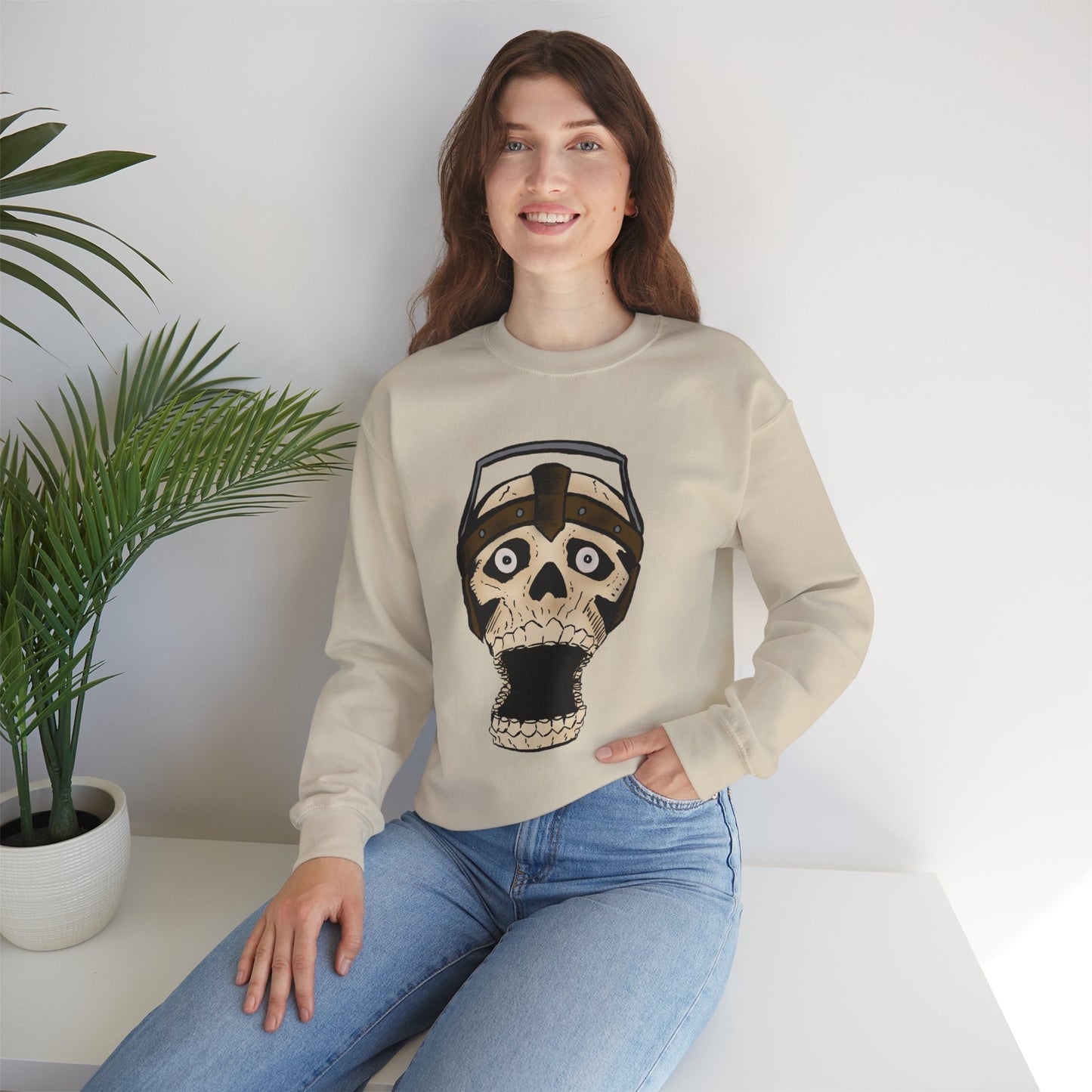 Screaming Skull Graphic Crewneck Sweatshirt - Unisex Heavy Blend