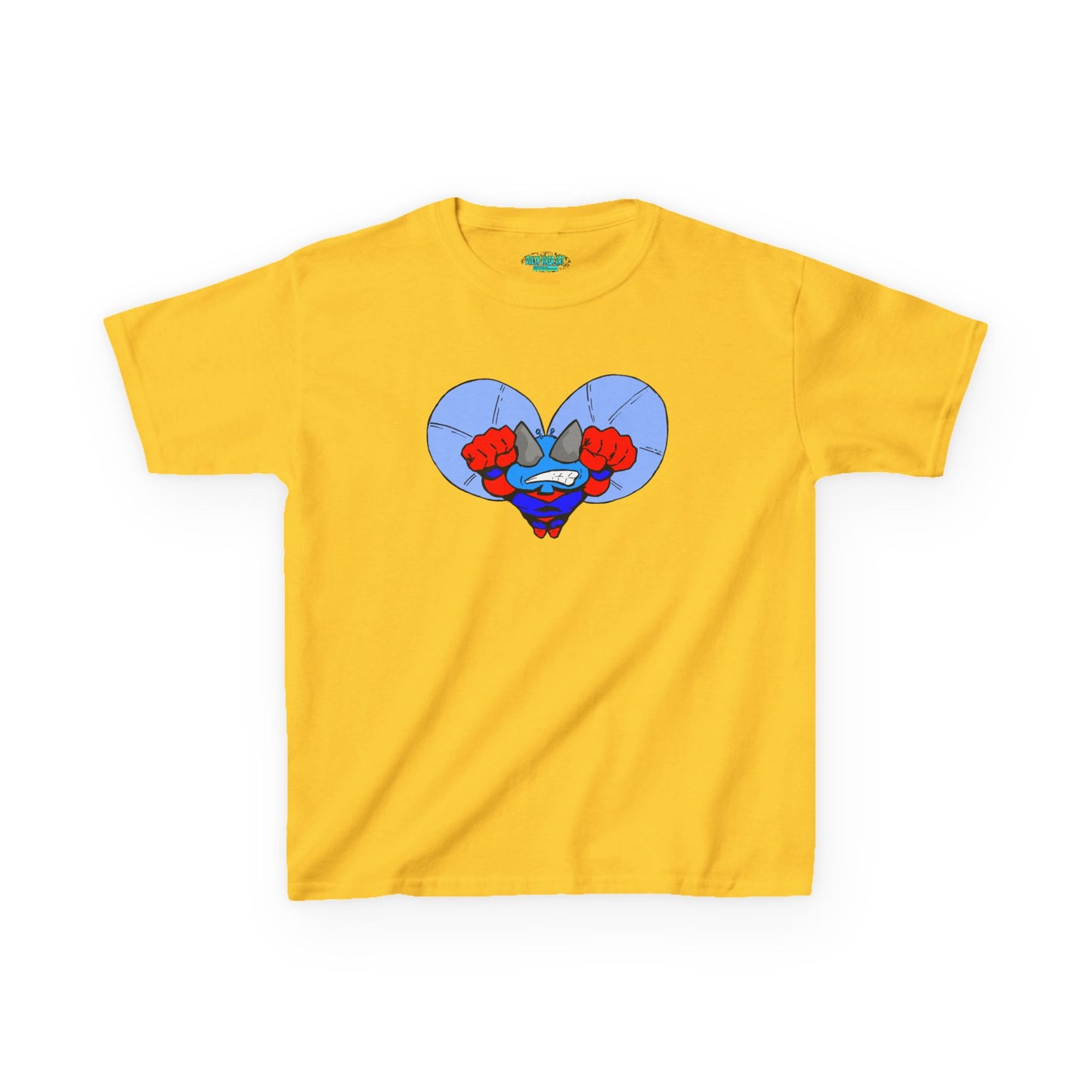 Astro-Fly Kids Superhero T‑Shirt — Cute Blue Hero Design
