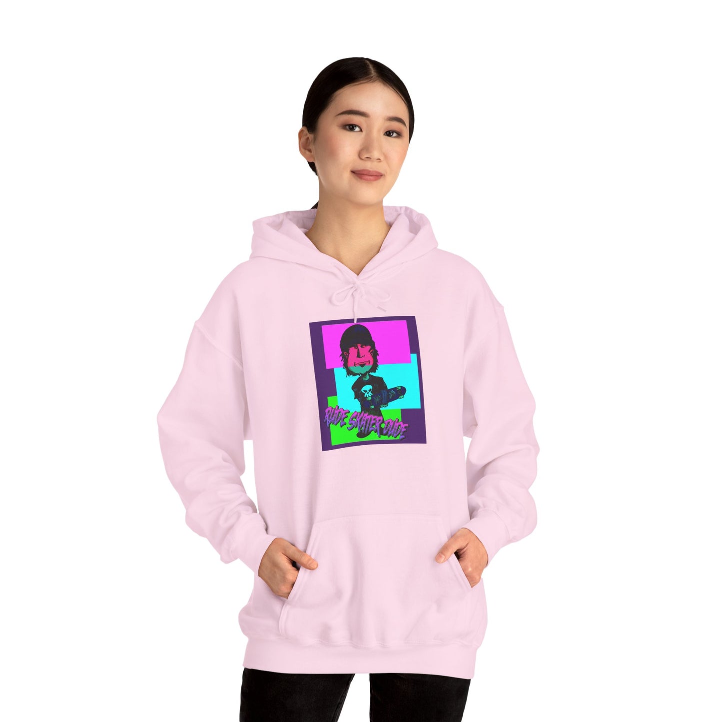 Retro Neon Rude Skater Dude Hoodie — Streetwear