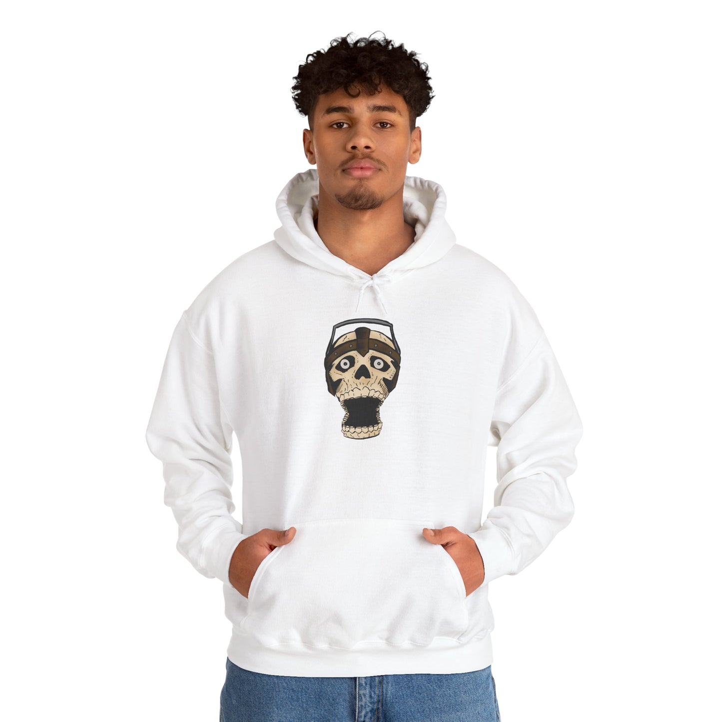 Screaming Skull Graphic Hoodie, Unisex Heavy Blend Sweatshirt, Cozy Casual Wear, Gift for Halloween, Unique October Fashion, Everyday Comfort