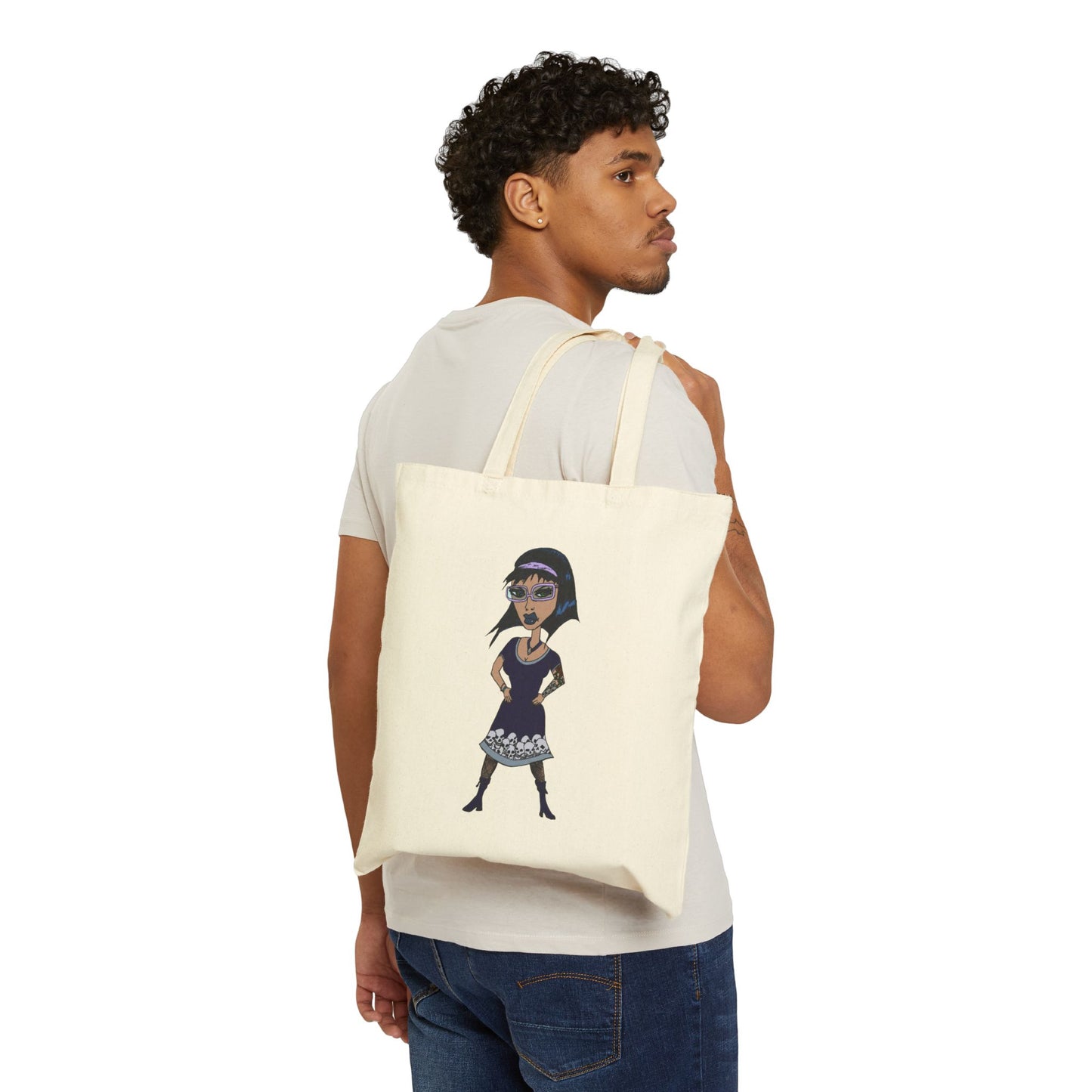 Vintage Goth Woman Cotton Canvas Tote Bag –  Reusable Market Bag