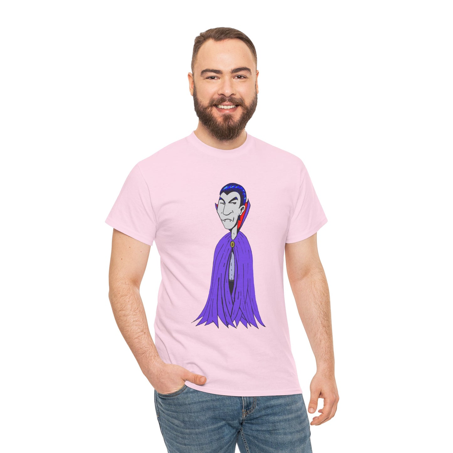 Vampire Cartoon Tee - Cute Purple Cloak Dracula Graphic T-Shirt