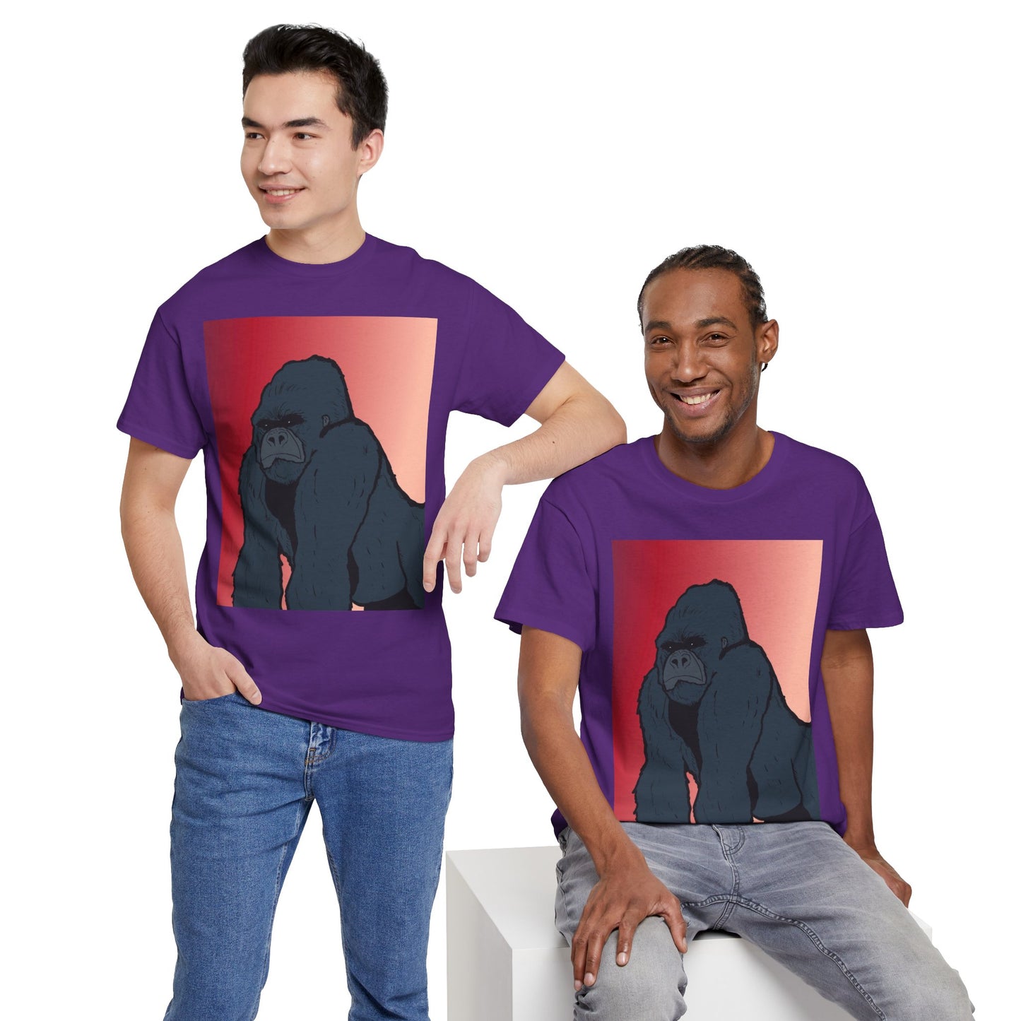 Gorilla Graphic Tee — Vintage Sunset Primate Illustration Shirt