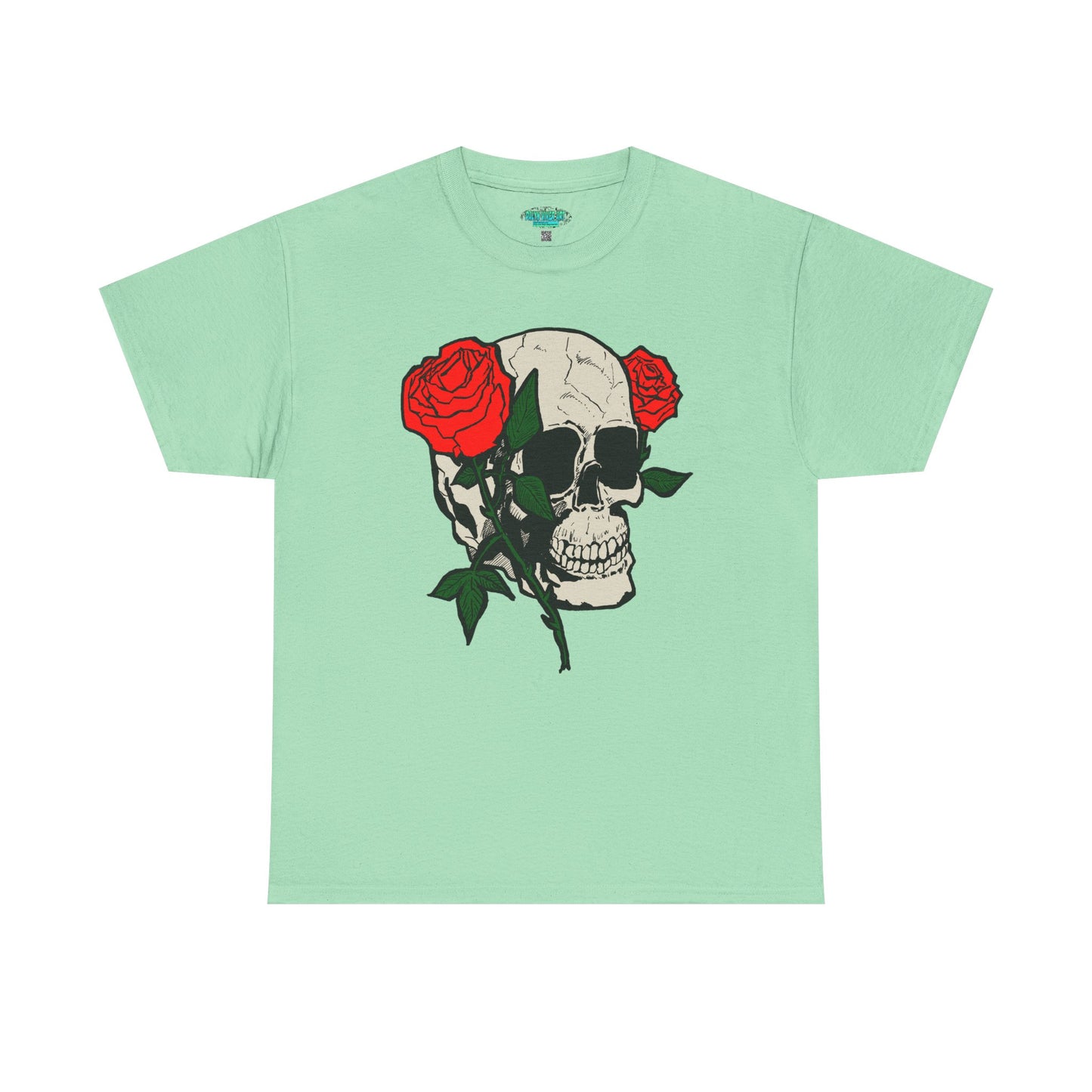 Skull & Roses Unisex Heavy Cotton Tee - Edgy Graphic T-Shirt for Casual Style