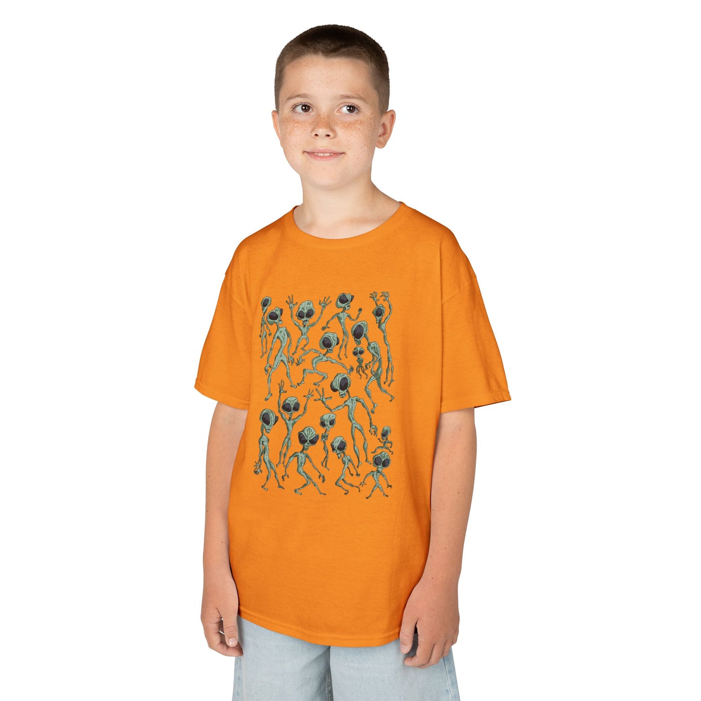 Alien Dance Party Kids Playful Graphic Tee, Kids T-Shirt, Fun Children’s Apparel, Unique Gift for Kids, Summer Wear, Kids Graphic Shirt