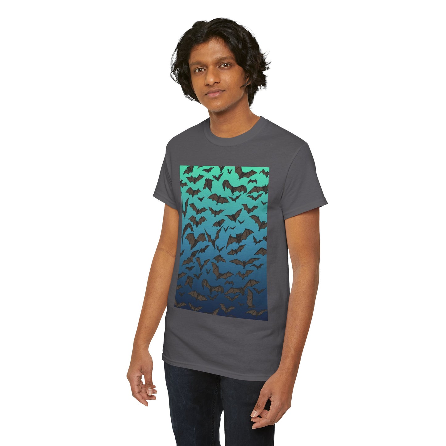 Bat Swarm Graphic Tee — Gradient Night Flight T-Shirt
