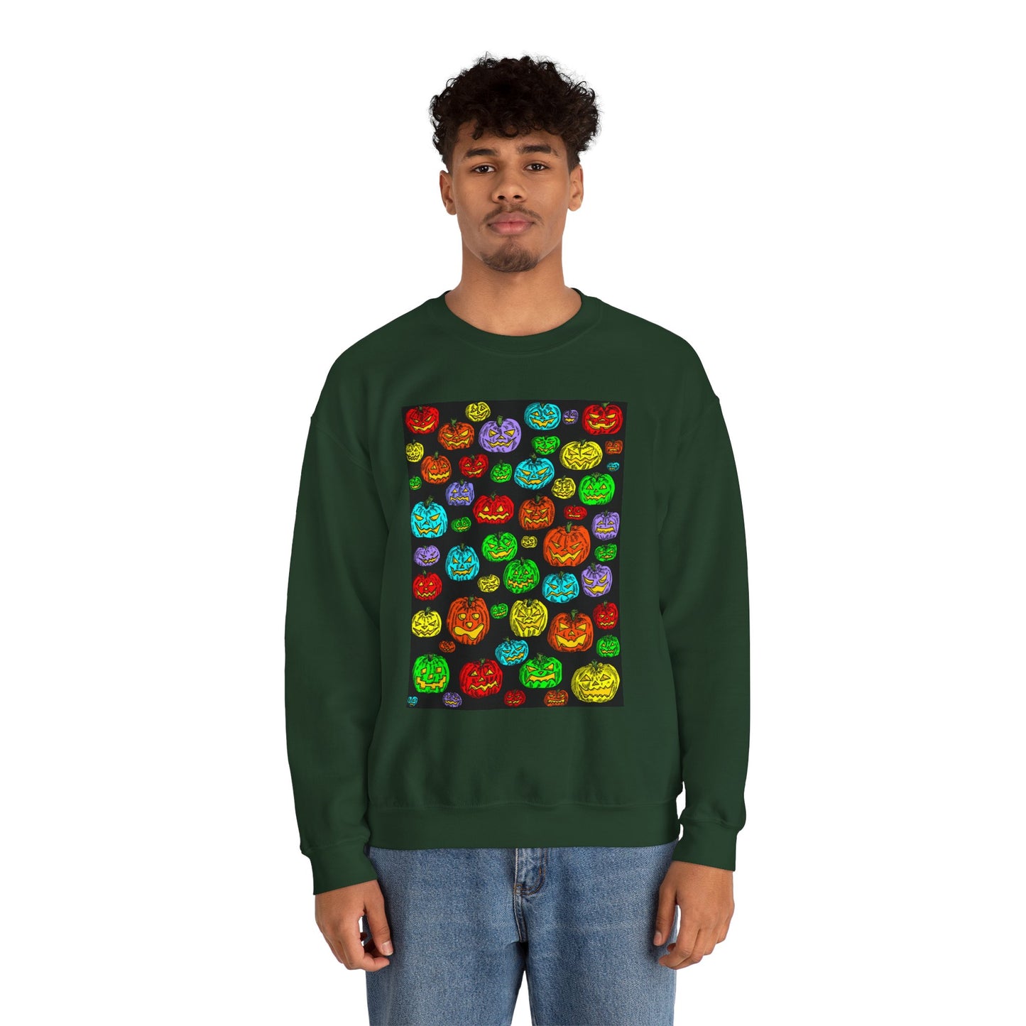 Halloween Colorful Pumpkin Graphic Crewneck Sweatshirt