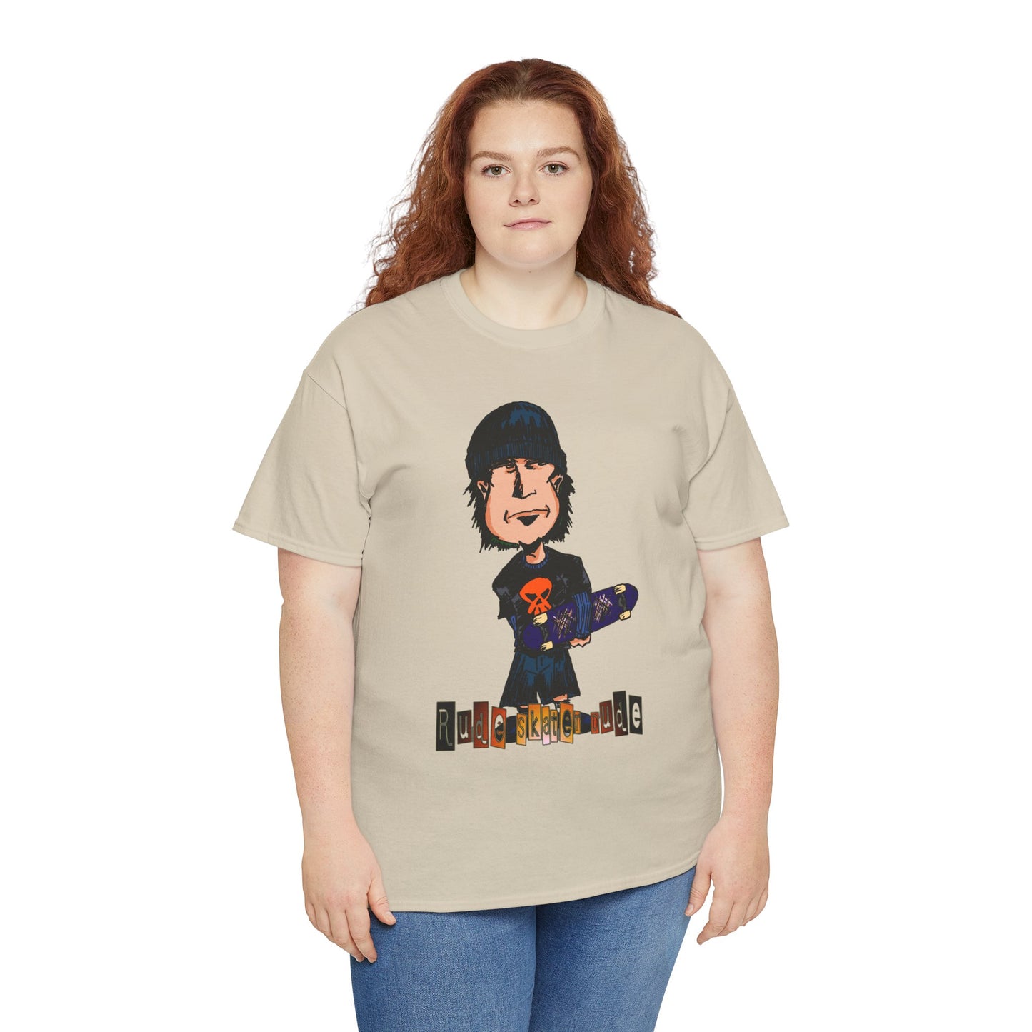 Rude Skater Dude Cartoon Skate Punk T-Shirt — Skateboarding Tee with Skull Design