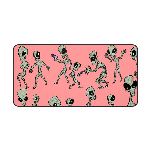 Alien Invasion - Salmon Desk Mat