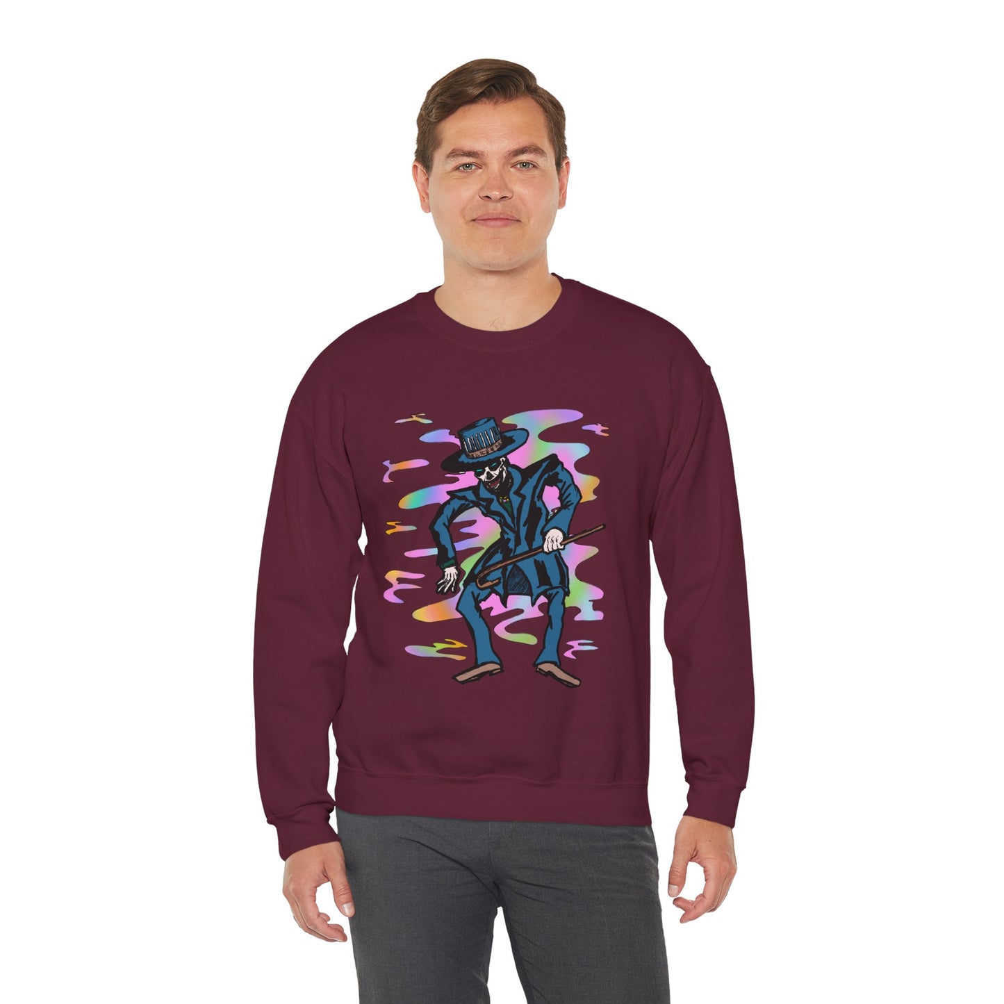 Vibrant Voodoo Graphic Crewneck Sweatshirt - Unisex Halloween Vibe