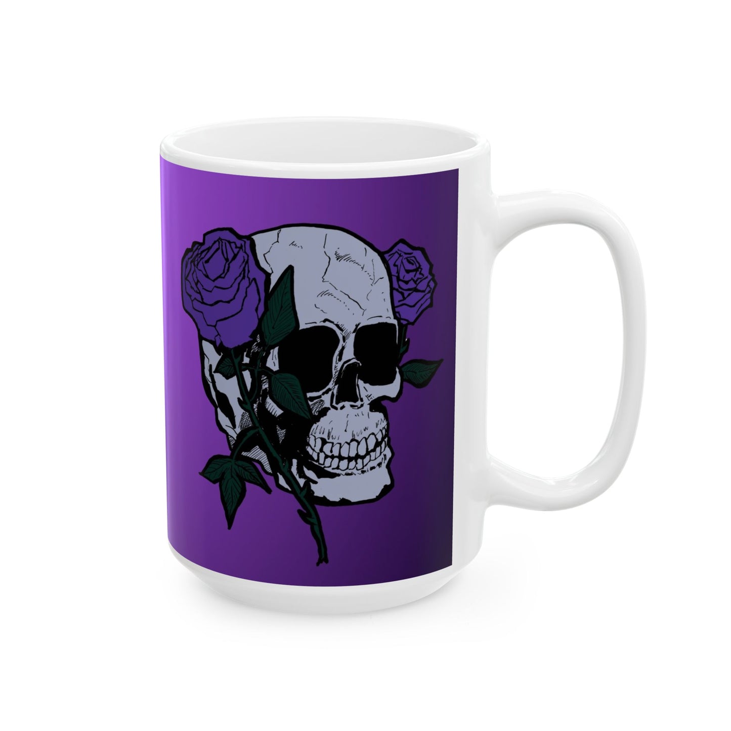 Purple Skull Rose Ceramic Mug — Gothic Floral Coffee Cup (11oz, 15oz)