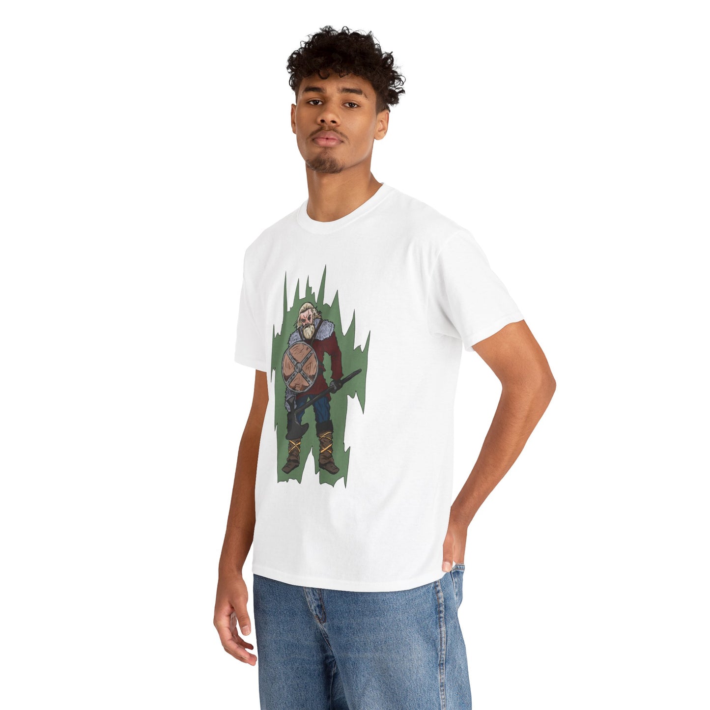 Epic Warrior Graphic Tee, Unisex Heavy Cotton Shirt, Casual Wear, Gamer Gift, Medieval Art Clothing, Battle Theme Fashion