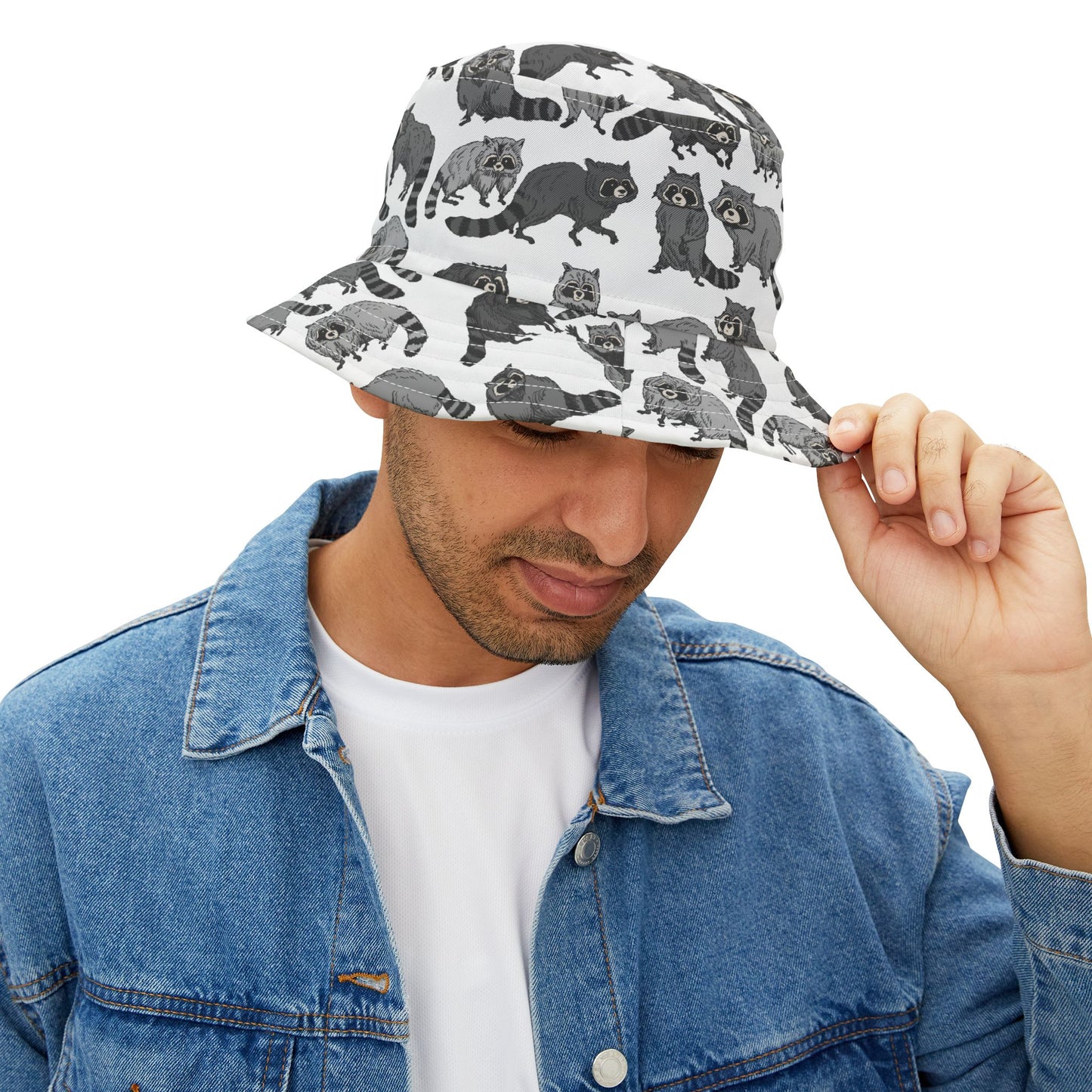 Raccoon Pattern Bucket Hat - Trendy Summer Accessory, Gift for Animal Lovers, Outdoor Festivals, Beach Days, Stylish Headwear