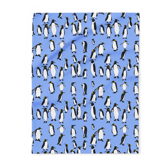 Rookery of Penguins - Antarctic Blue - Arctic Fleece Blanket