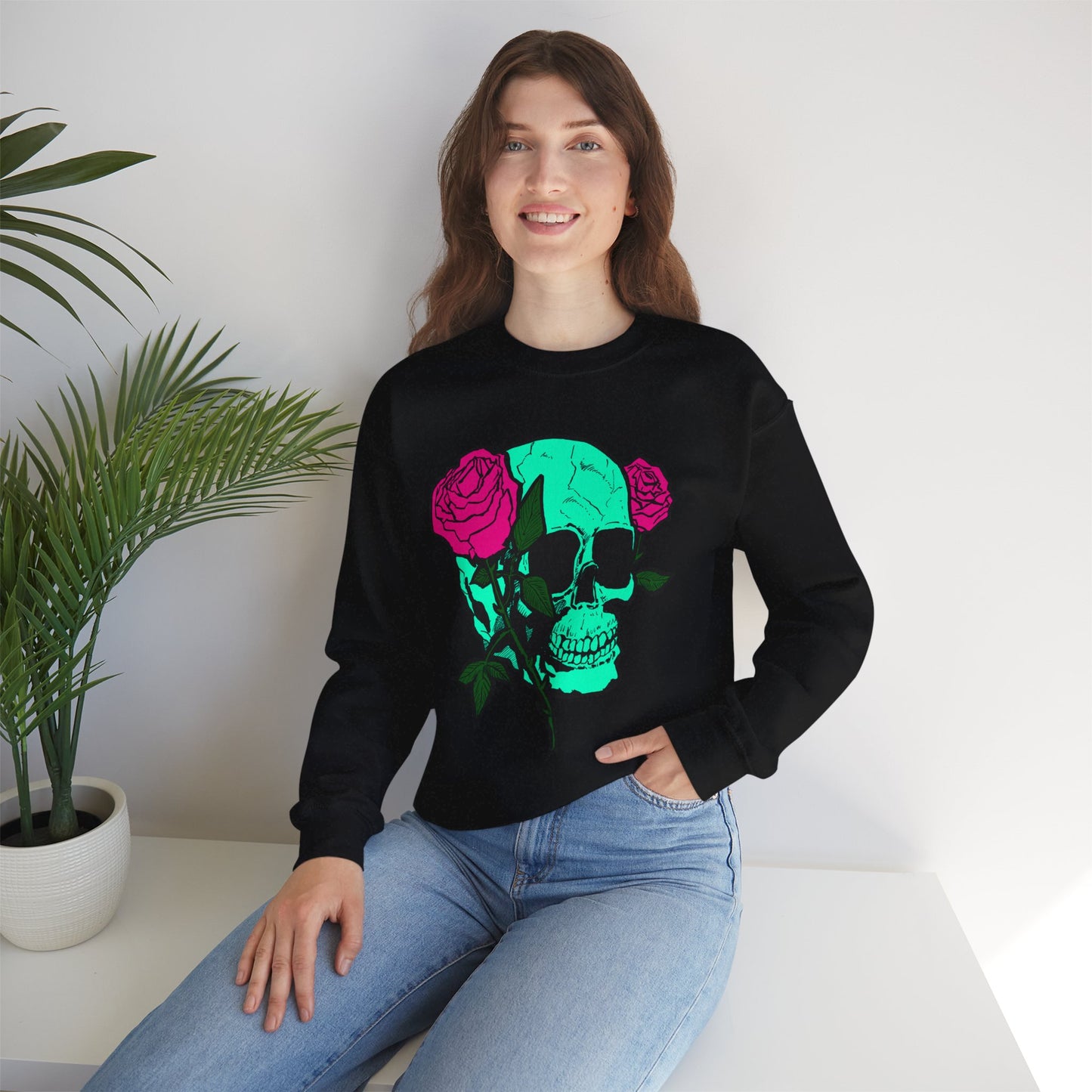 Skull and Roses Crewneck Sweatshirt for Trendsetters