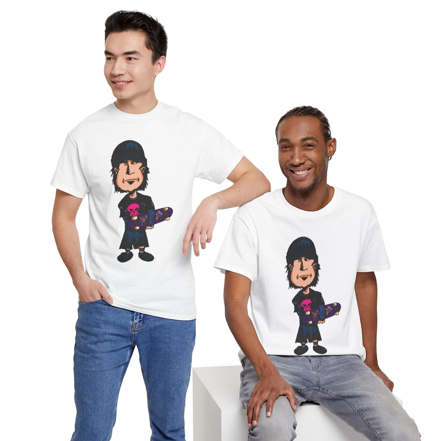 Rude Skater Dude - Skate Punk - Skater Kid Cartoon T‑Shirt — Cute Skateboarder Graphic Tee