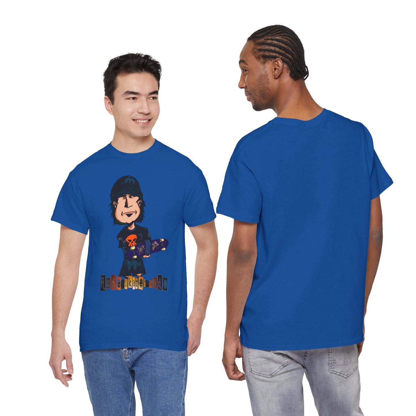Rude Skater Dude Cartoon Skate Punk T-Shirt — Skateboarding Tee with Skull Design