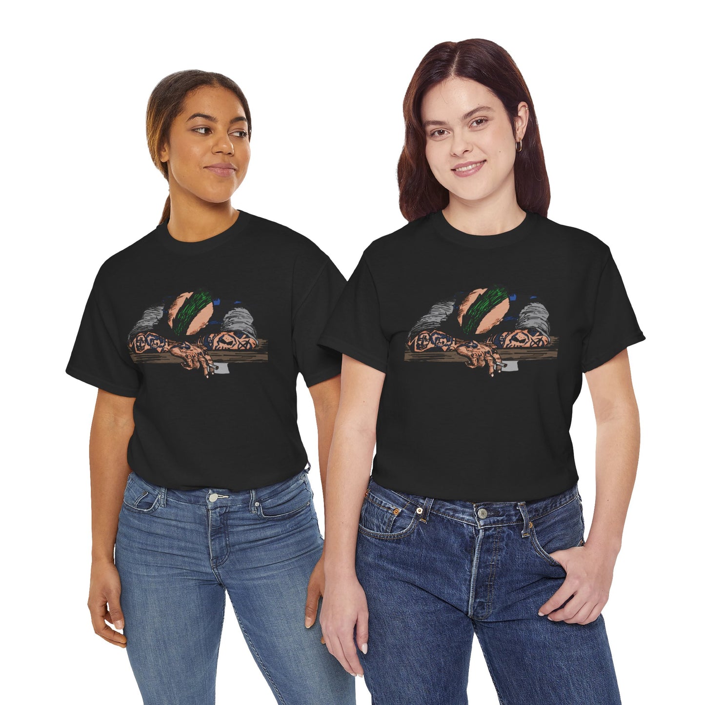 Punk and Done Stylish Unisex Heavy Cotton Tee with Artistic Print, Casual Tee, Graphic T-Shirt, Gift for Art Lovers, Everyday Wear, Unique Art Apparel