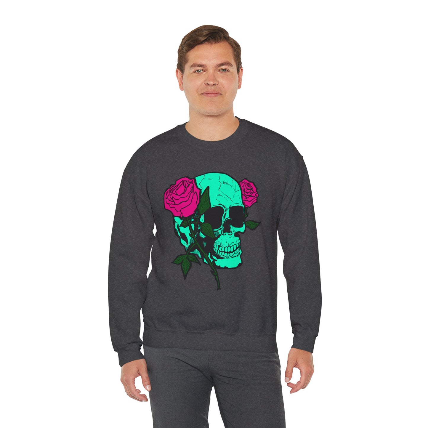 Skull and Roses Crewneck Sweatshirt for Trendsetters