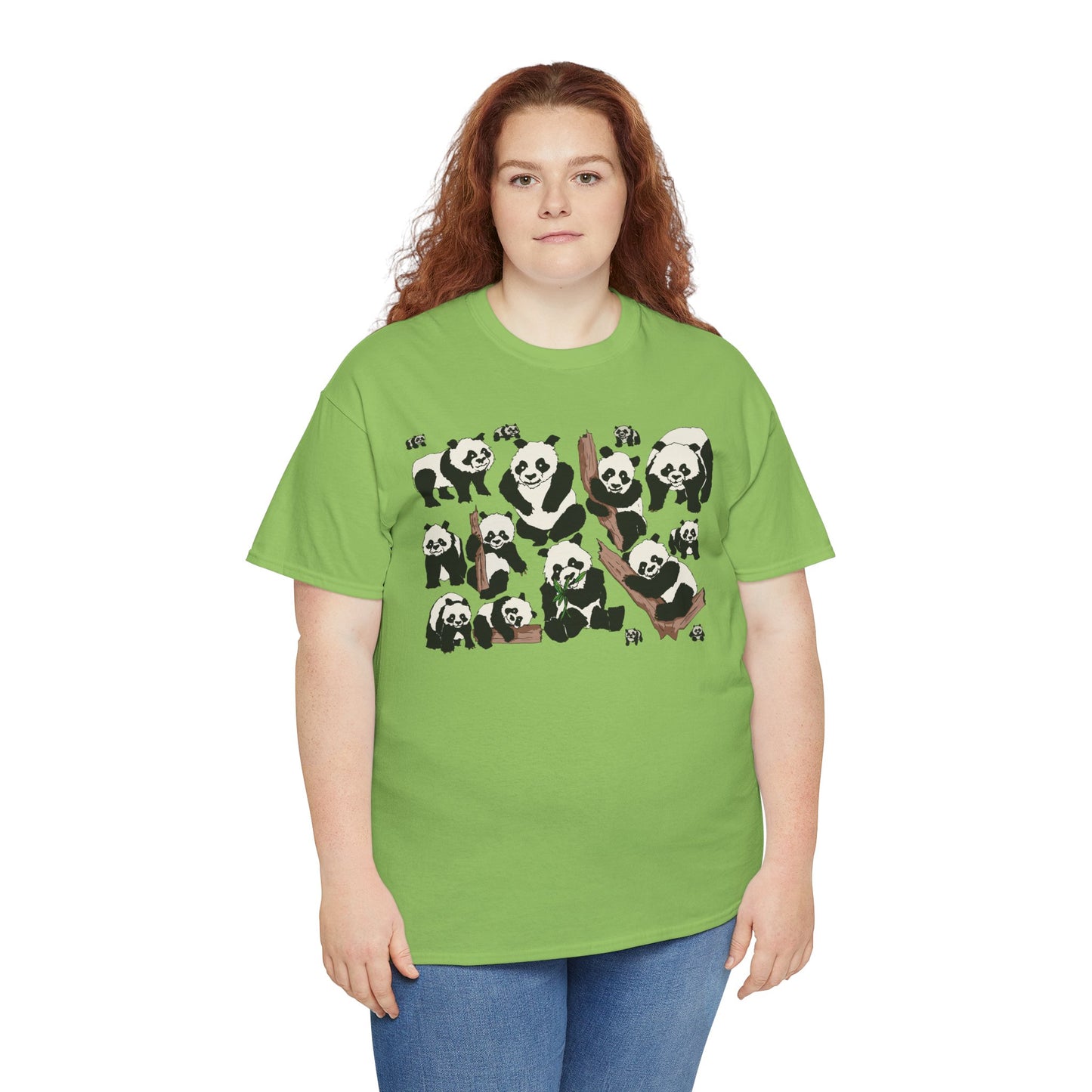 Cute Panda Design Unisex Heavy Cotton Tee | Animal Lover Gift, Casual Wear, Eco-Friendly Apparel, Nature Enthusiast Clothing