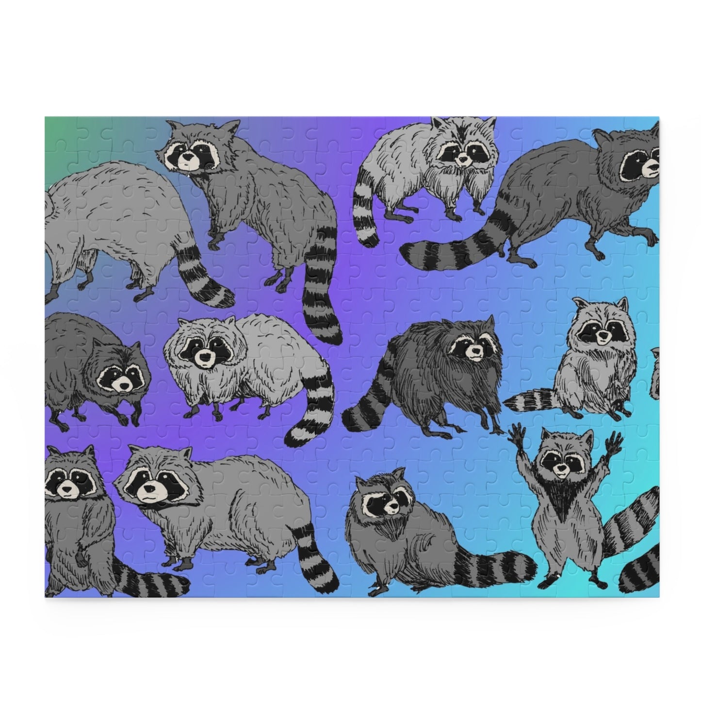 Raccoon Pattern Puzzle — Cute Raccoon Jigsaw (120/252/500 Piece)