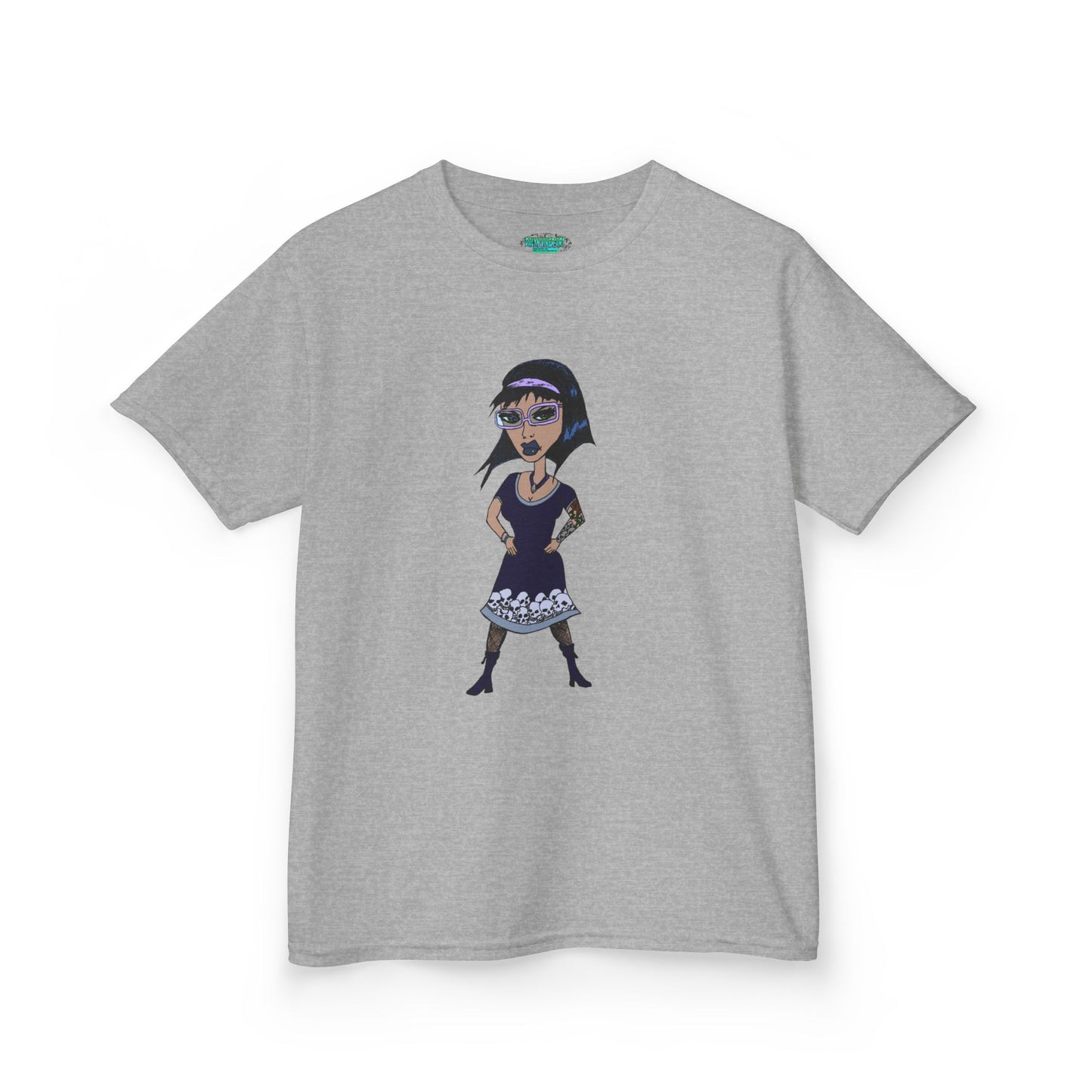 Kids Tee — Vintage Gothic Girl Cartoon Graphic Tee for Children