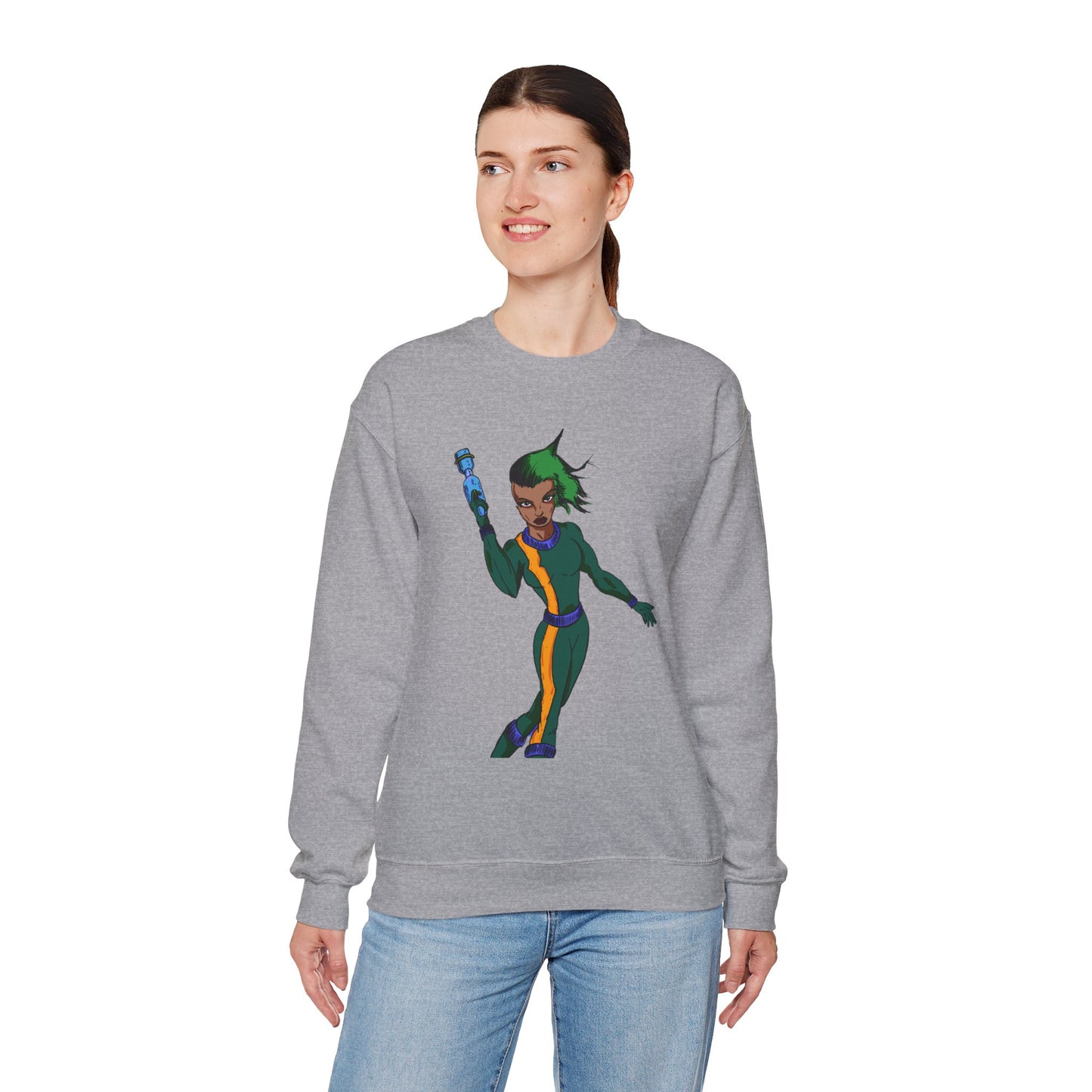 Heroic Vibes Crewneck Sweatshirt with Bold Design